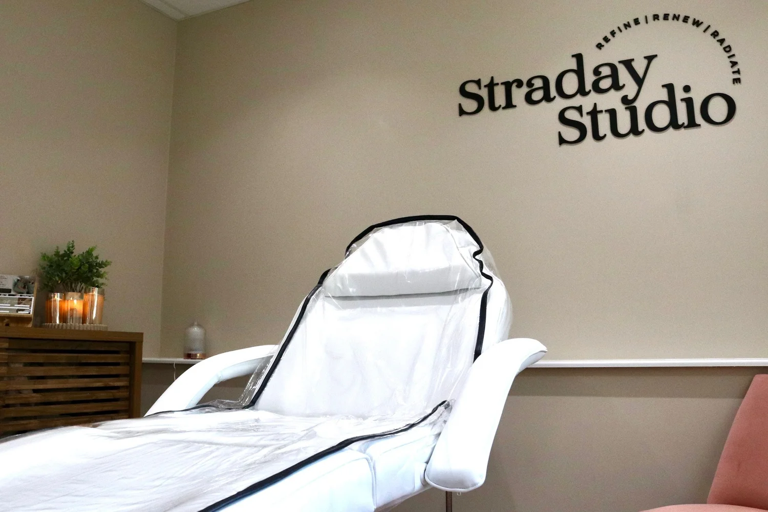 Private treatment room at Straday Studio aesthetics and skincare clinic in Fareham