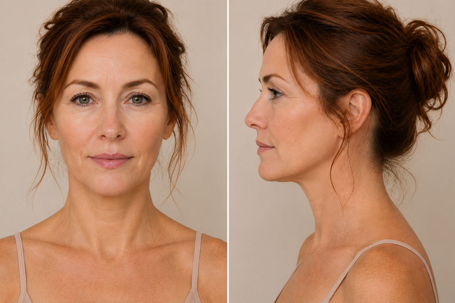 Front and side views showing areas that may be discussed for polynucleotide treatment at Straday Studio
