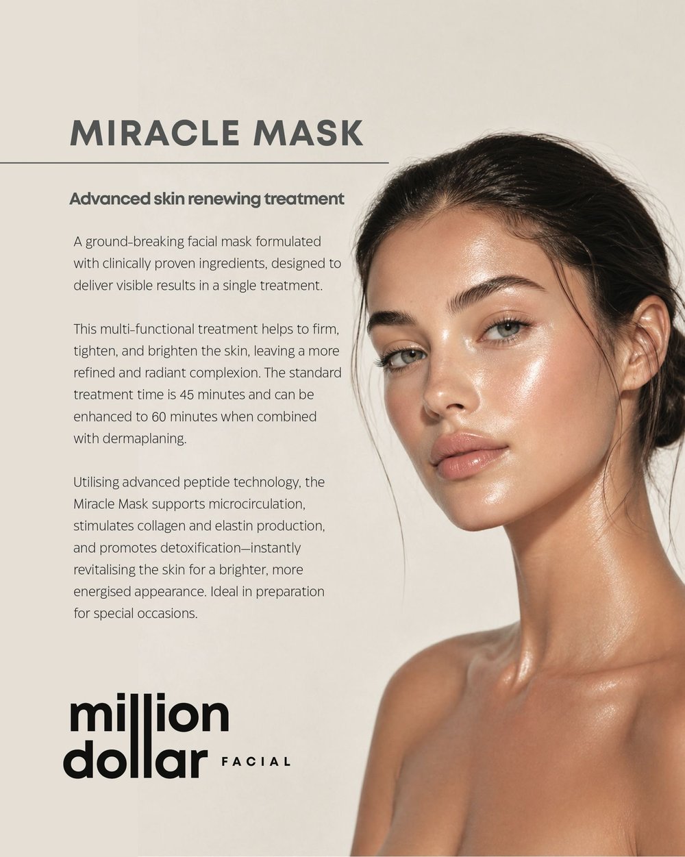 Million Dollar Miracle Mask facial available at Straday Studio in Fareham