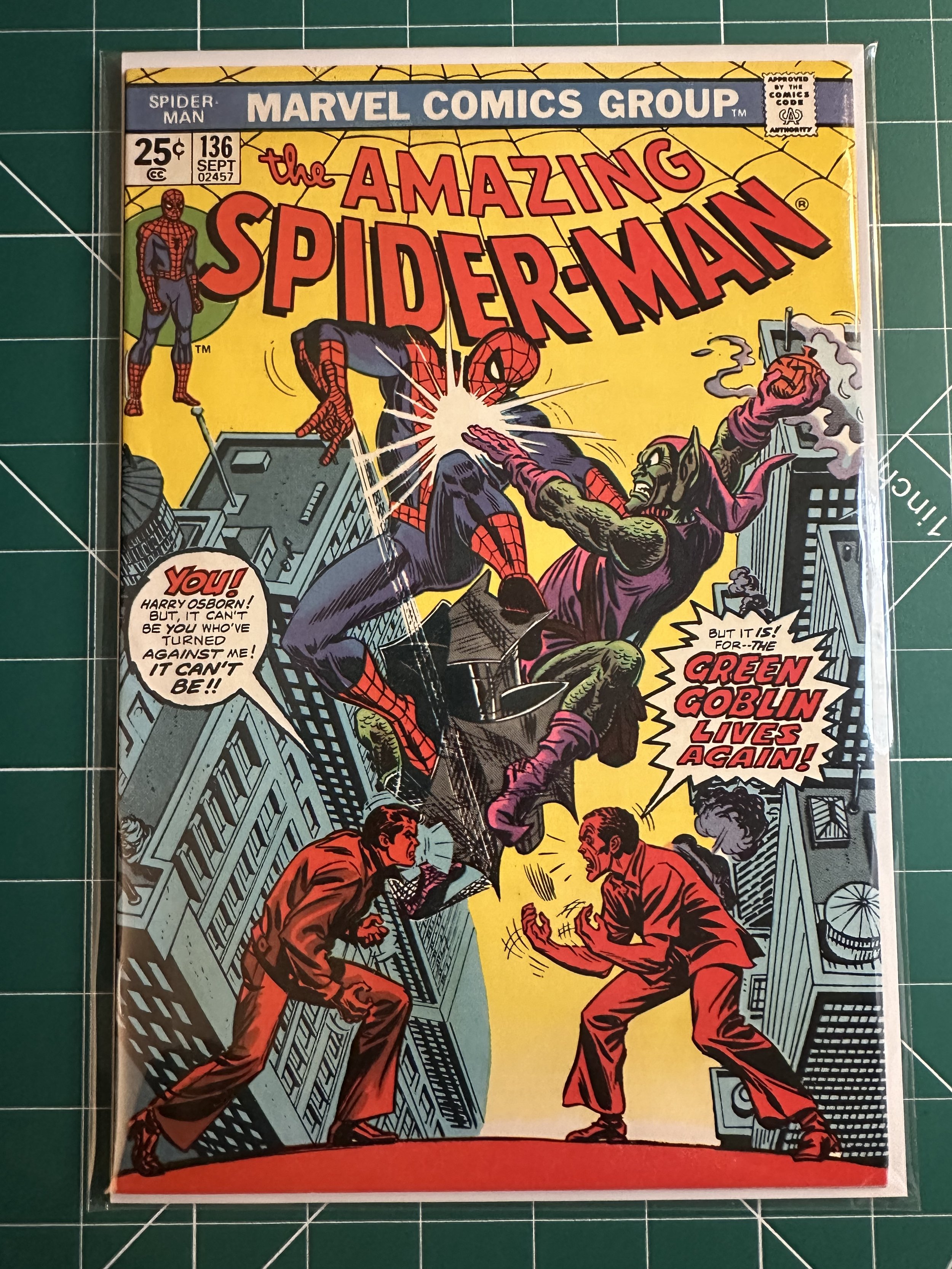 Vintage Key Iconic Marvel The Amazing Spider-Man Comic Book #136 (8.0 Green Goblin Harry Osborn)