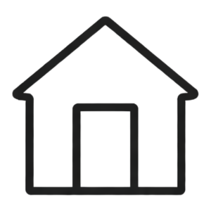 Outline of a house with a triangular roof and a door in the center