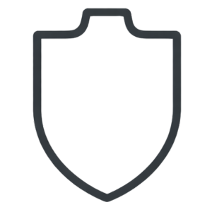 Outline of a shield with a rectangular top and rounded bottom.