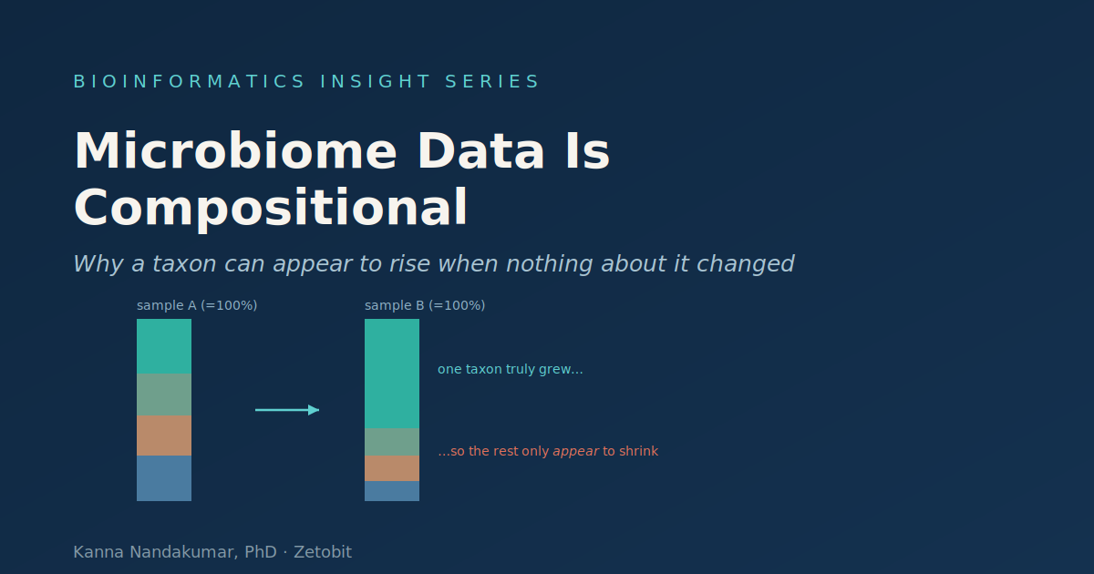 Microbiome Data Is Compositional: Why a Taxon Can Appear to Rise When Nothing About It Changed