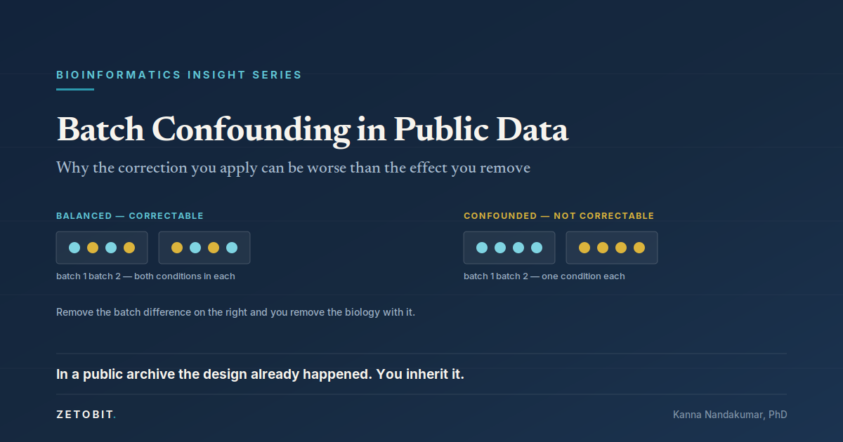 Batch Confounding in Public Data: Why the Correction You Apply Can Be Worse Than the Effect You Remove