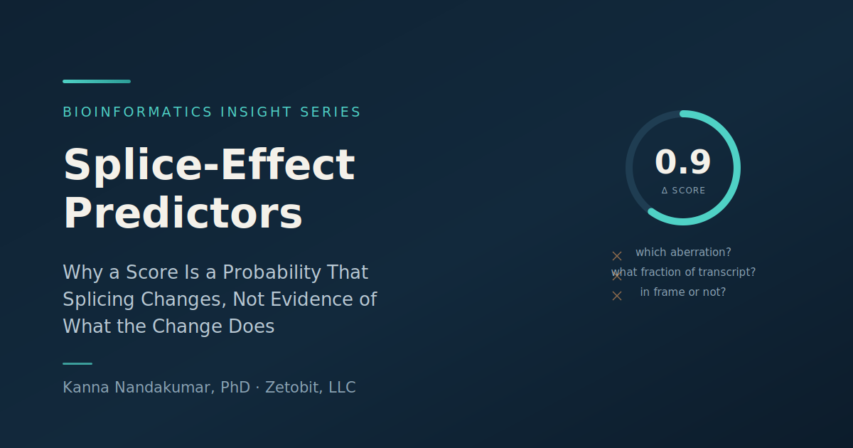 Splice-Effect Predictors: Why a 0.9 Is a Probability, Not a Consequence