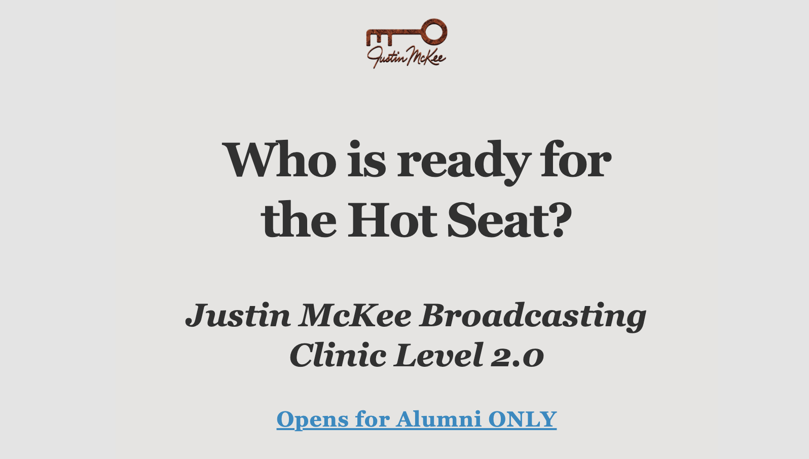 Level 2.0 Alumni Only Hot Seat Clinic