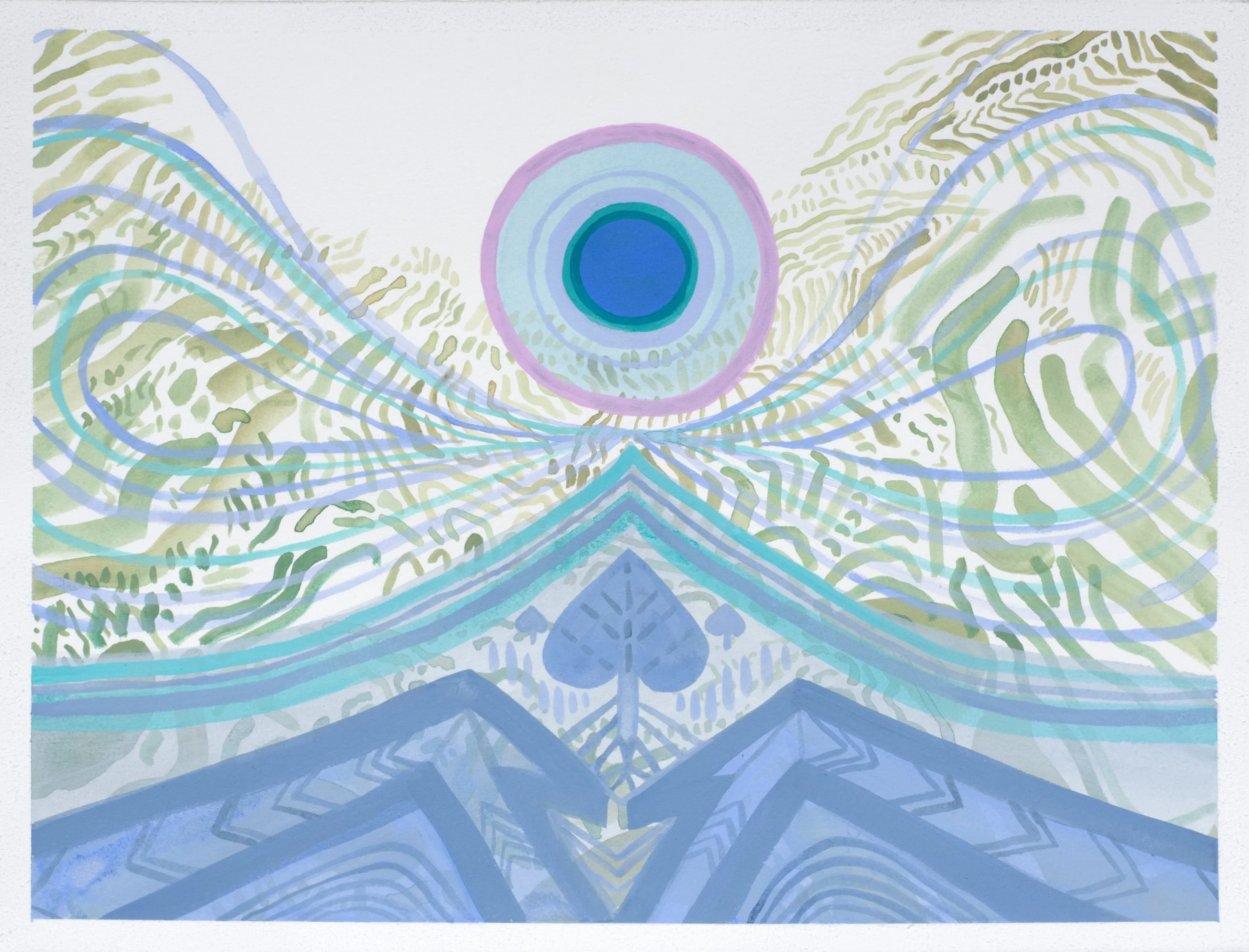 spadescape 3, acrylic gouache on paper, 11 x 15 inches
