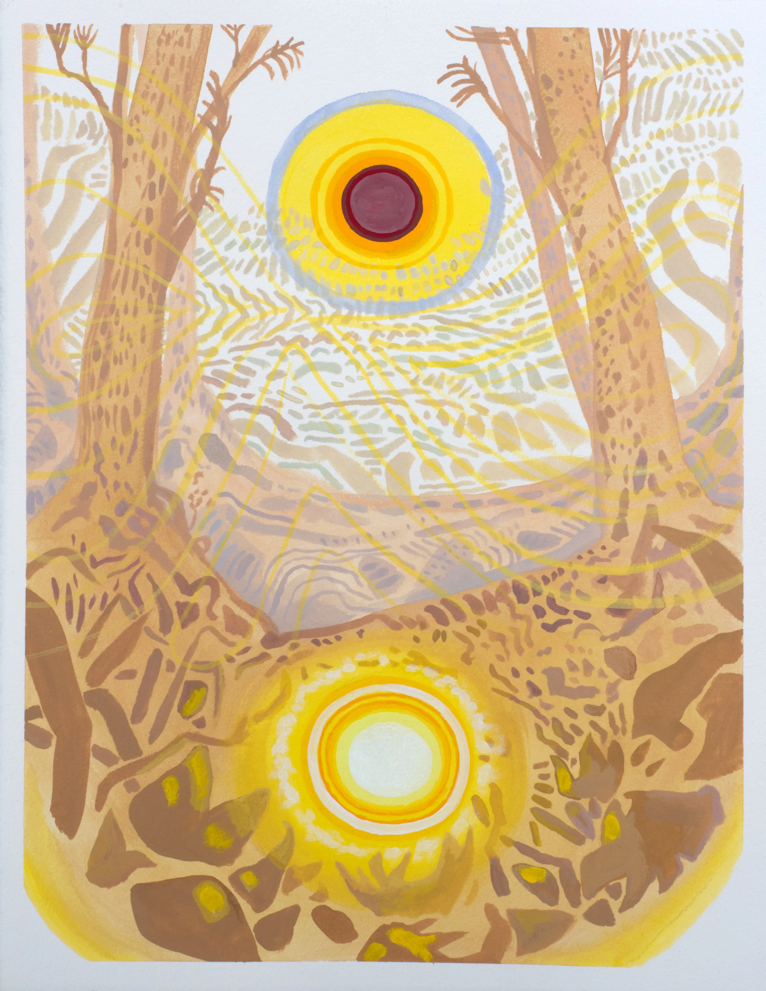 cups 1, acrylic gouache on paper, 15 x 11 inches