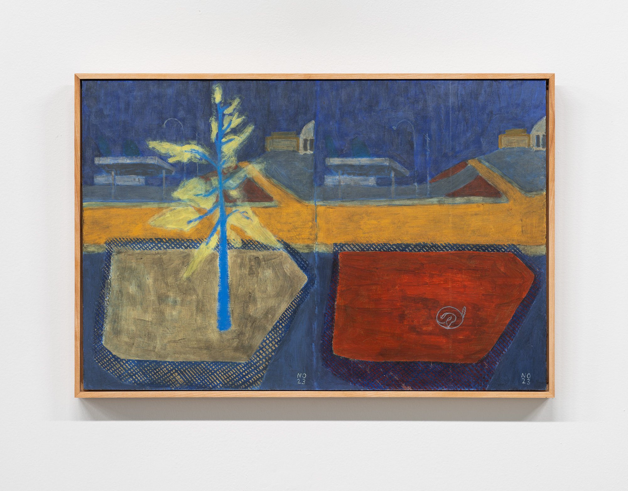 The rising tide of McLoughlin BLVD, 2023 / Casein Tempera on Panel in Handmade Frame / 12” x 18”