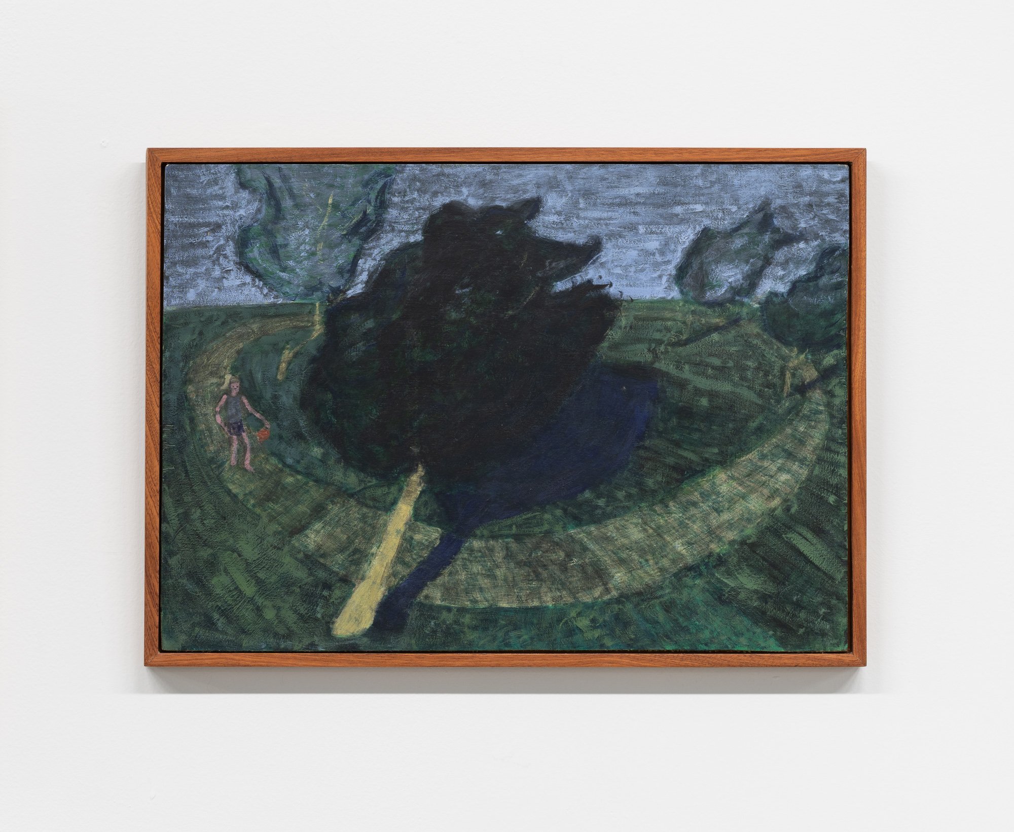 The ball dribbler, 2021 / Casein Tempera on Panel in Handmade Frame / 12” x 16.75”