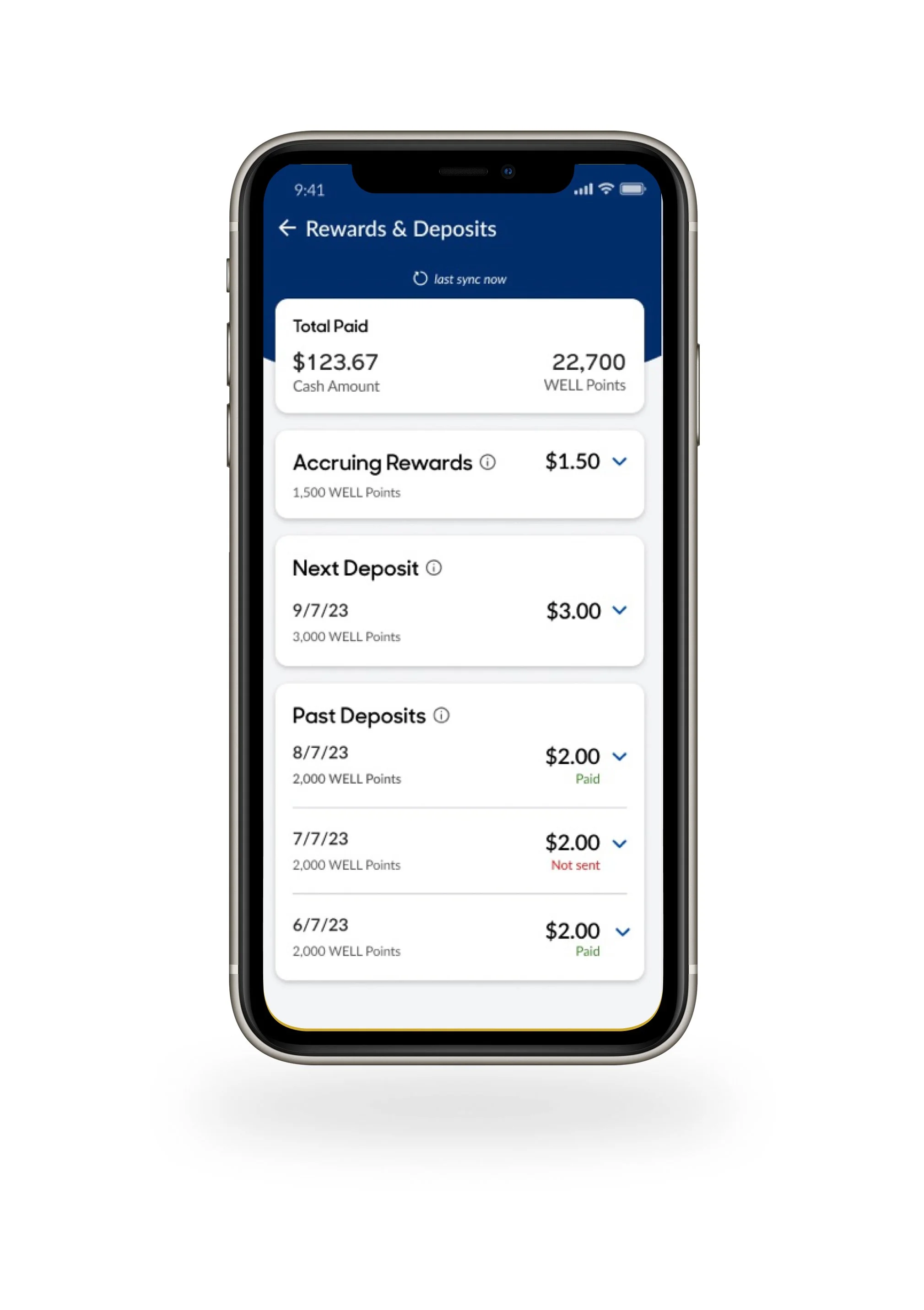 Mobile view of reward perks for healthy behavior