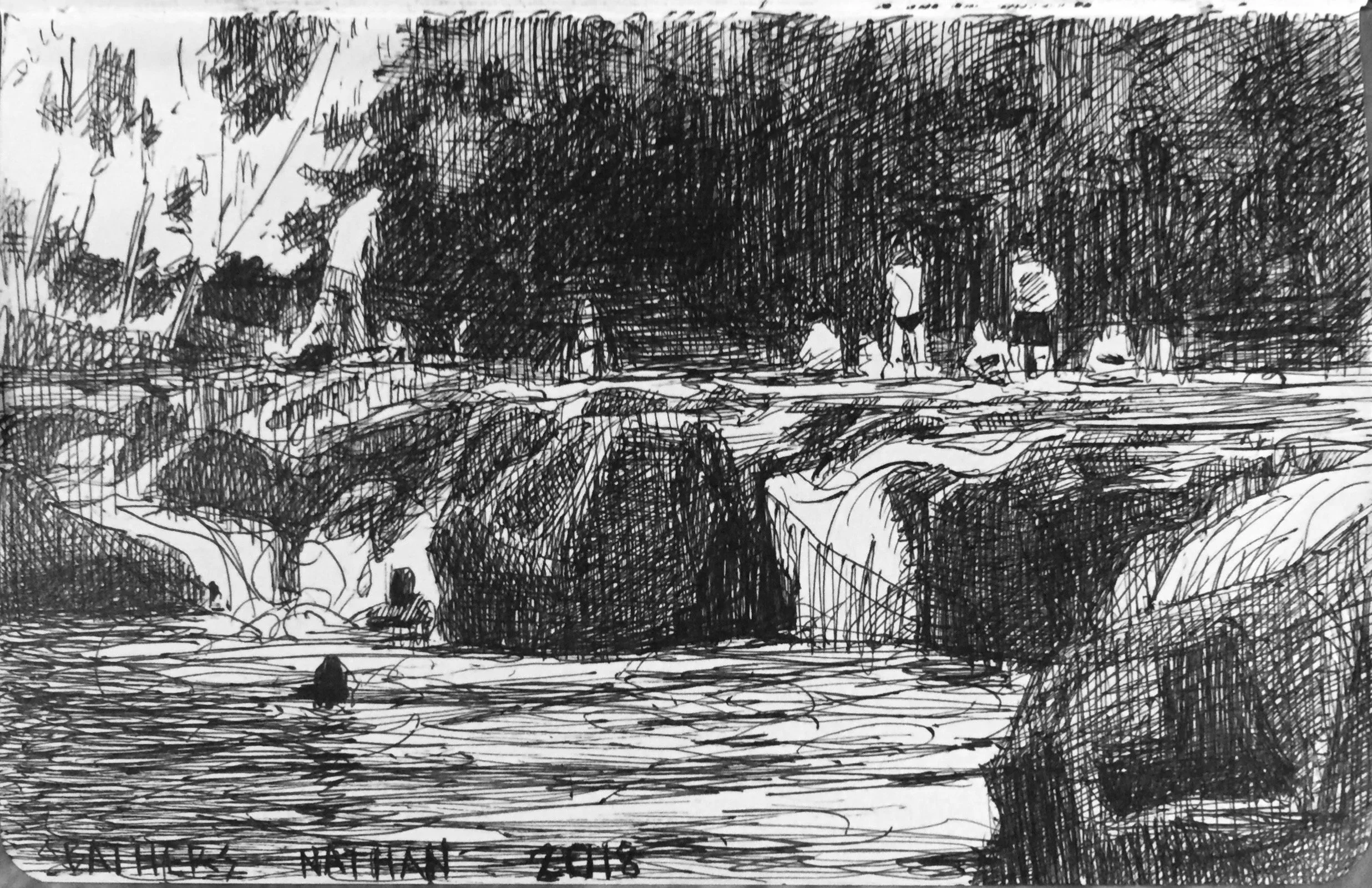 Texas swimming hole 2018
Pen on paper
4” x 6”