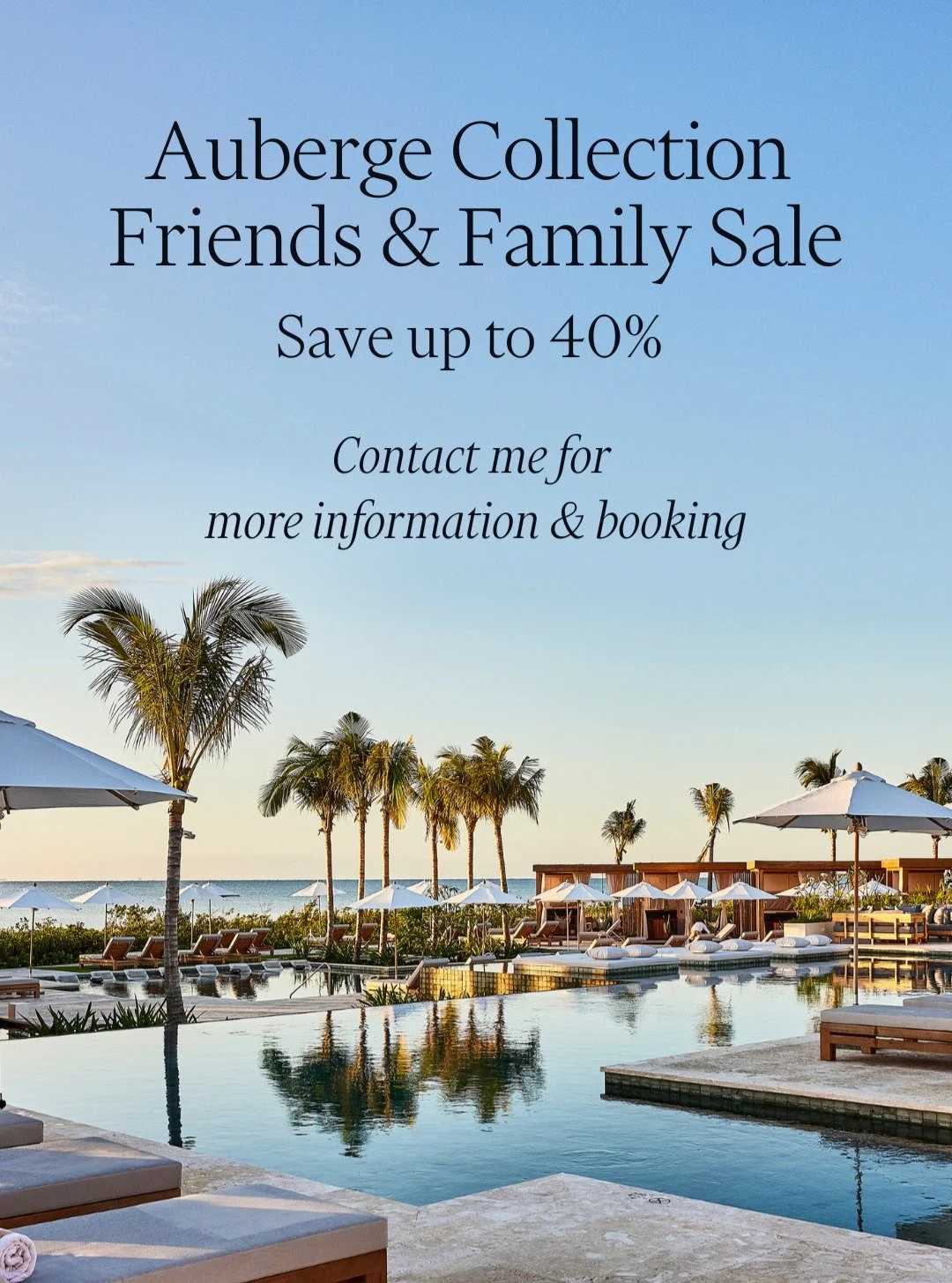 AUBERGE SALE ALERT

Every November, Auberge Resorts Collection launches their biggest sale of the year - up to 40% off some of their most iconic properties worldwide - and I&rsquo;ve just been granted early access.

That means I can start booking Fri