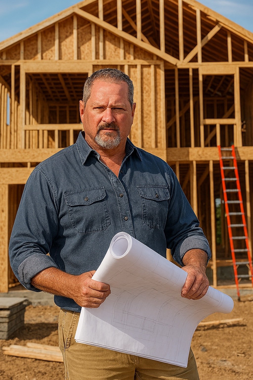 Don Bronchick, construction consultant and keynote speaker, on-site at a building project.