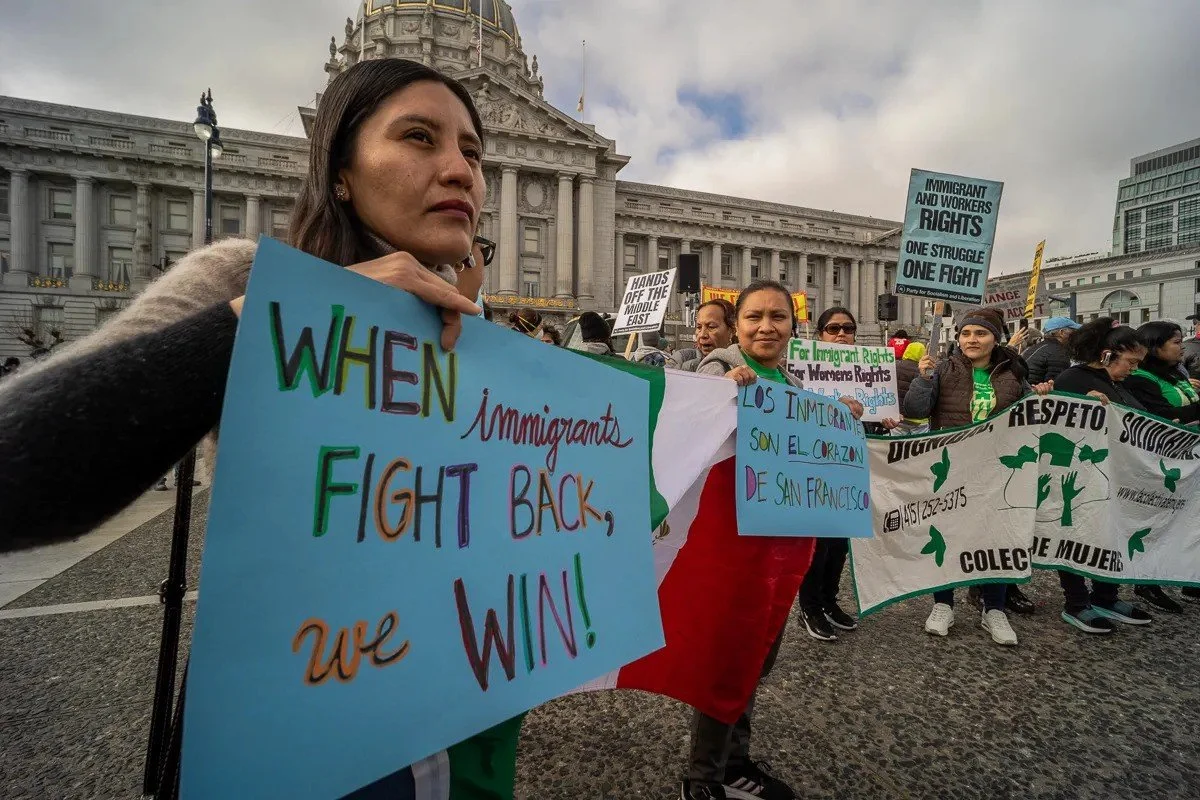 Activists outside city hall in San Francisco