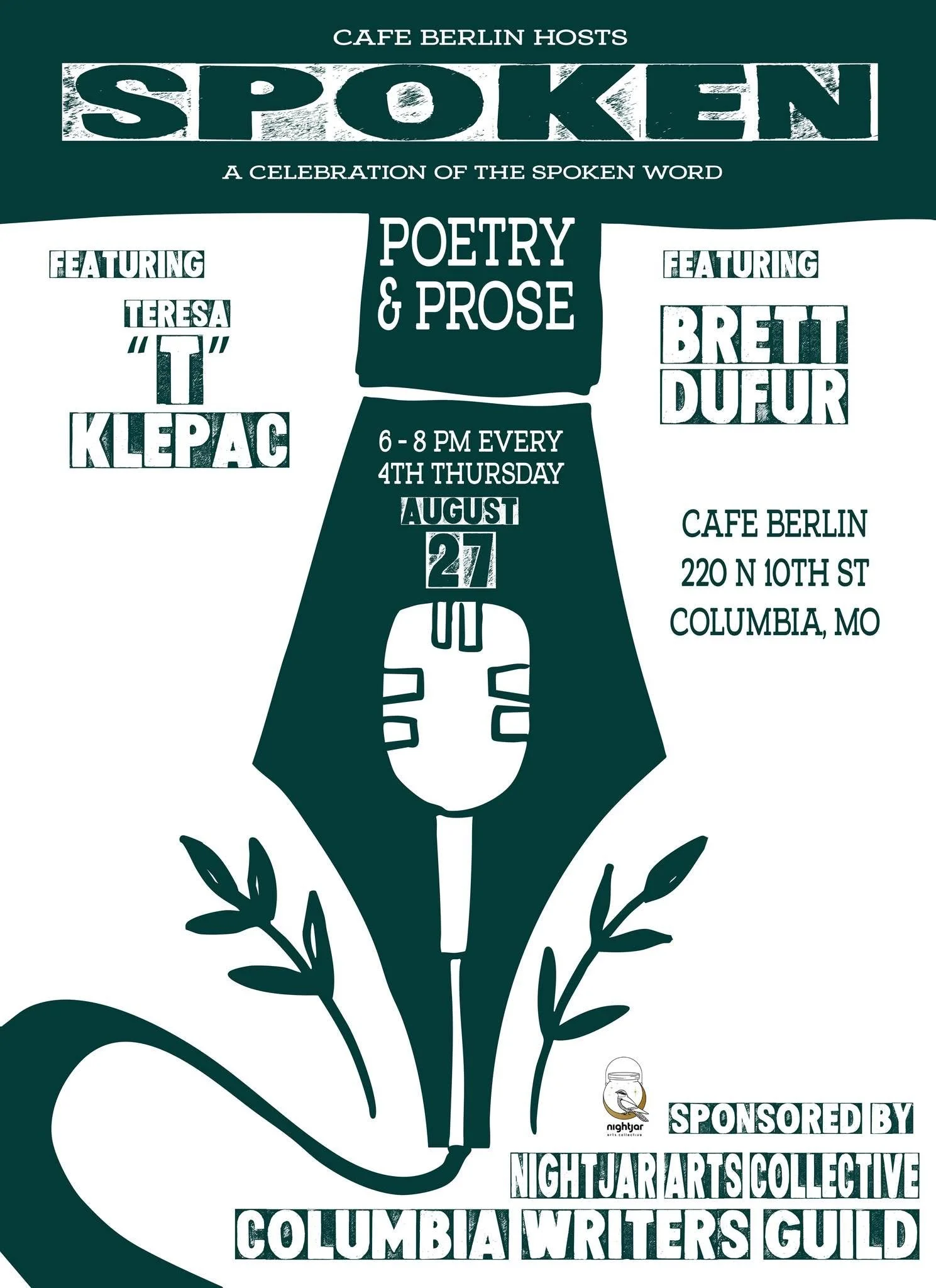 SPOKEN @ Cafe Berlin featuring Teresa “T” Klepac and Brett Dufur