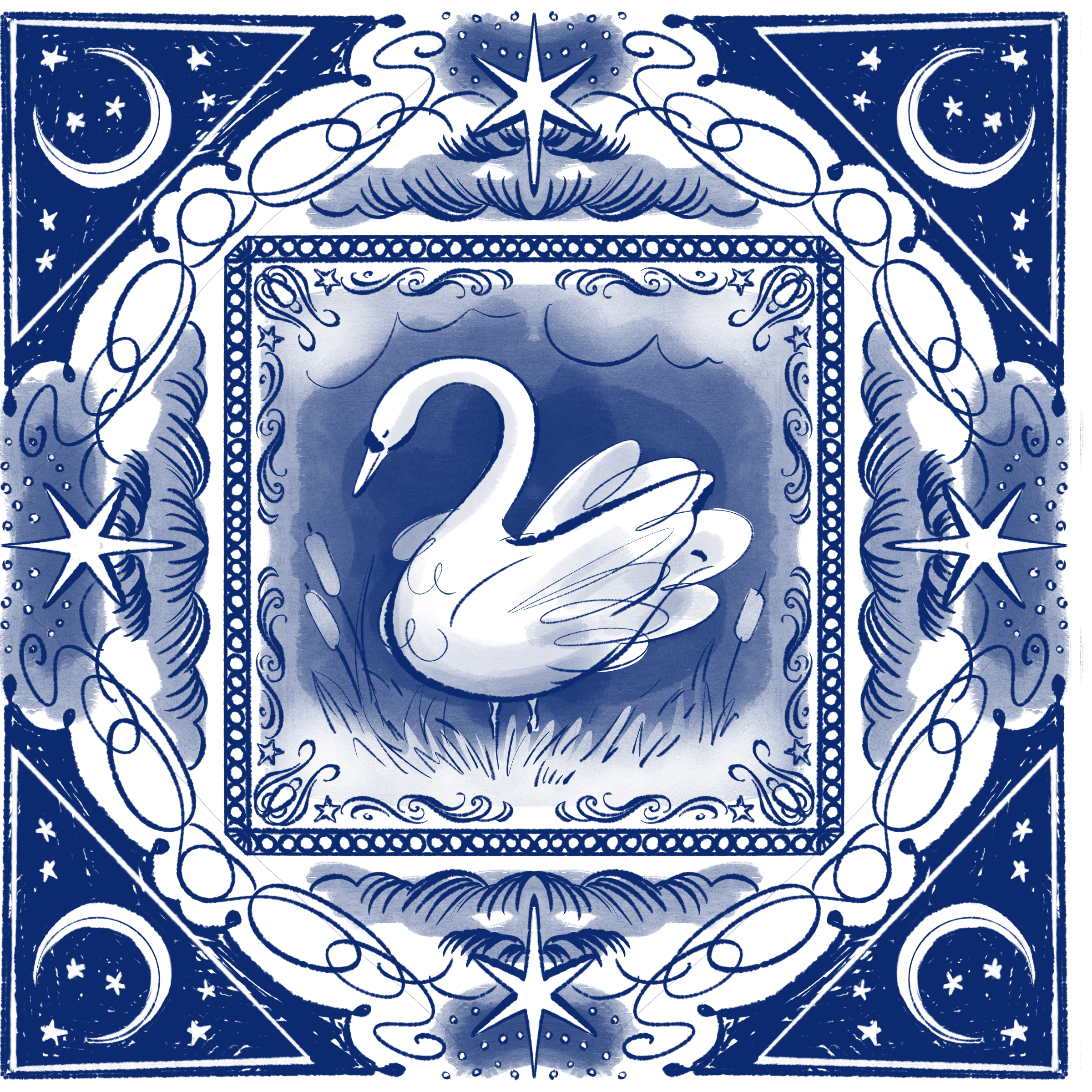 Swan Tile postcard