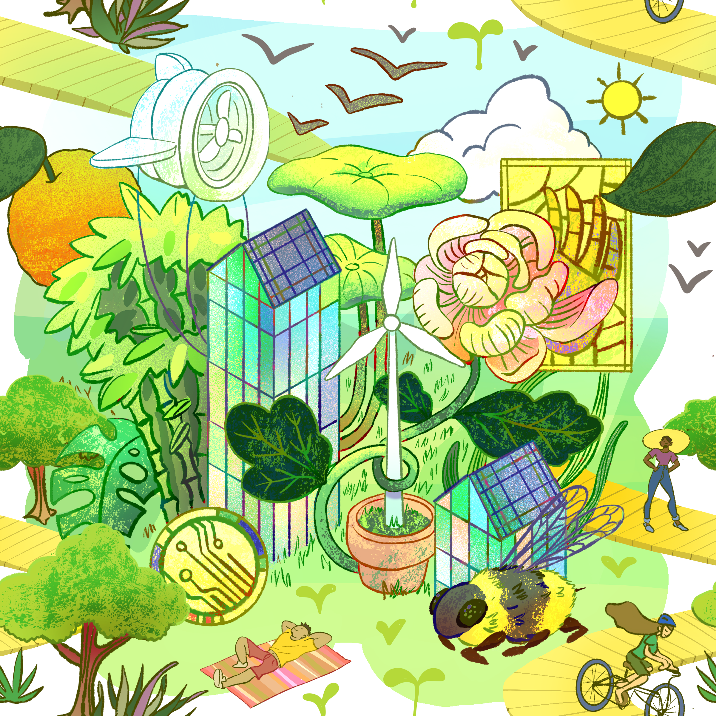Solarpun Futures postcard