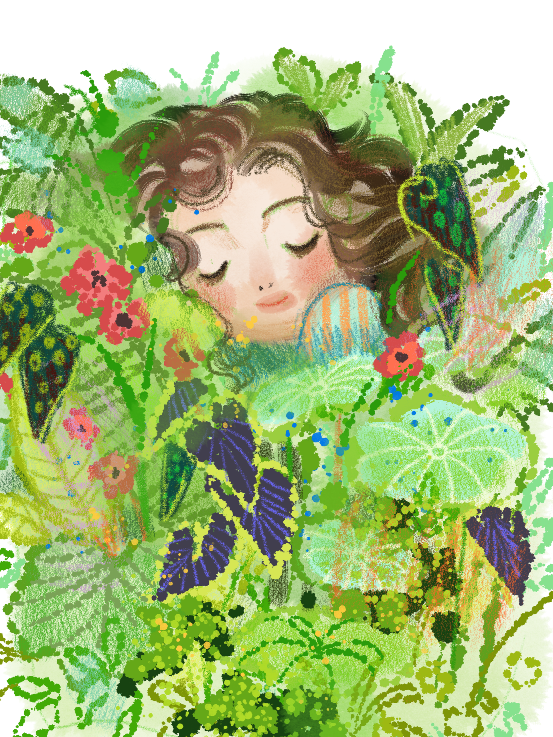Sleeping Garden Girl postcard