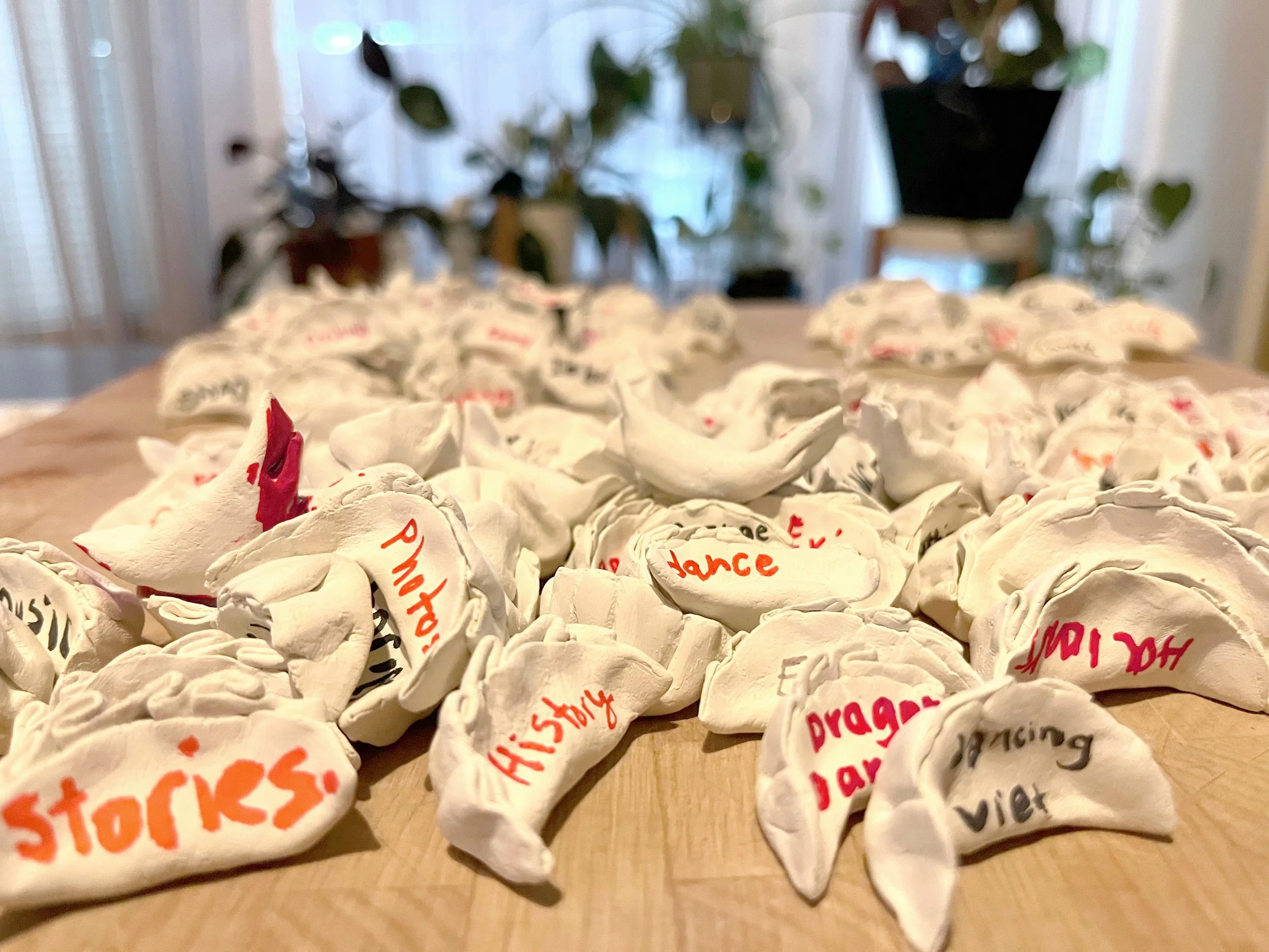 Close up of participant answers on dumplings