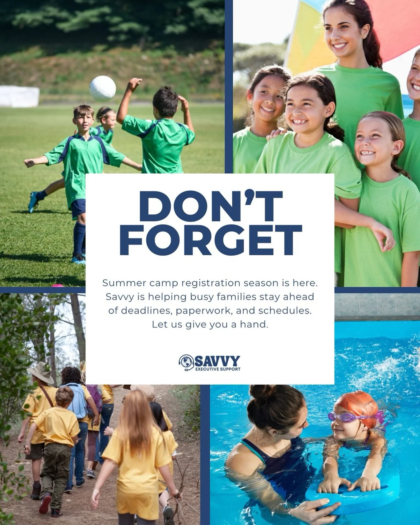 Summer camp registration season is here, don&rsquo;t miss those deadlines! 

Savvy supports busy families with camp logistics, paperwork, and scheduling so summer planning feels simple, and no deadline is ever missed. 

We got you covered, DM us toda