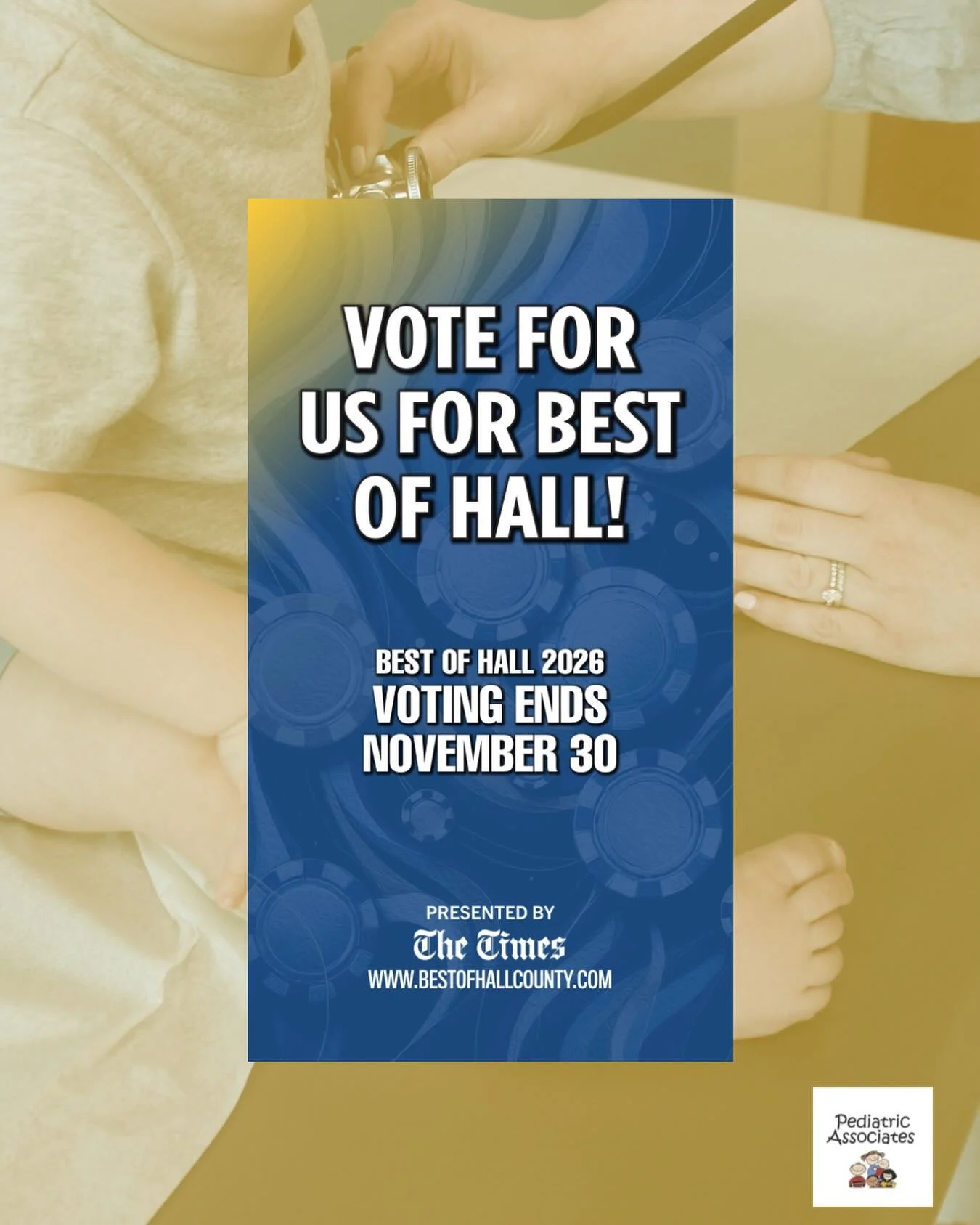 Vote for us for Best Pediatric Office in Hall County! The link for voting is located in our bio, and polls close November 30th!

#bestofhallcounty #bestofhall #pediatrician #northeastgeorgia #pediatricoffice