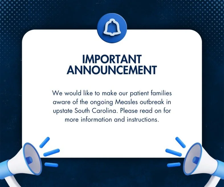 In light of the ongoing Measles outbreak in upstate South Carolina, please review this post for our Measles recommendations! Call our office at 770-534-5255 to schedule a sick visit or vaccination appointment!

#pediatricassociates #measles #MMR #nor