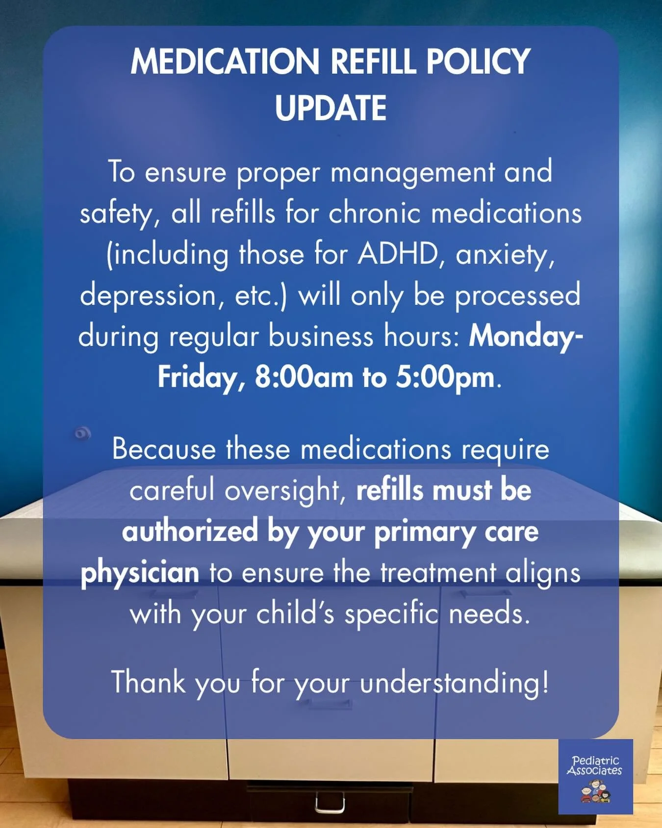 Friendly reminder to call ahead when your child is getting low on necessary daily medications!

#pediatrics #northeastgeorgia #medicationrefill #adhd