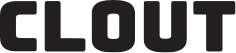 Clout logo; Text reading 'CLOUT' in black bold letters