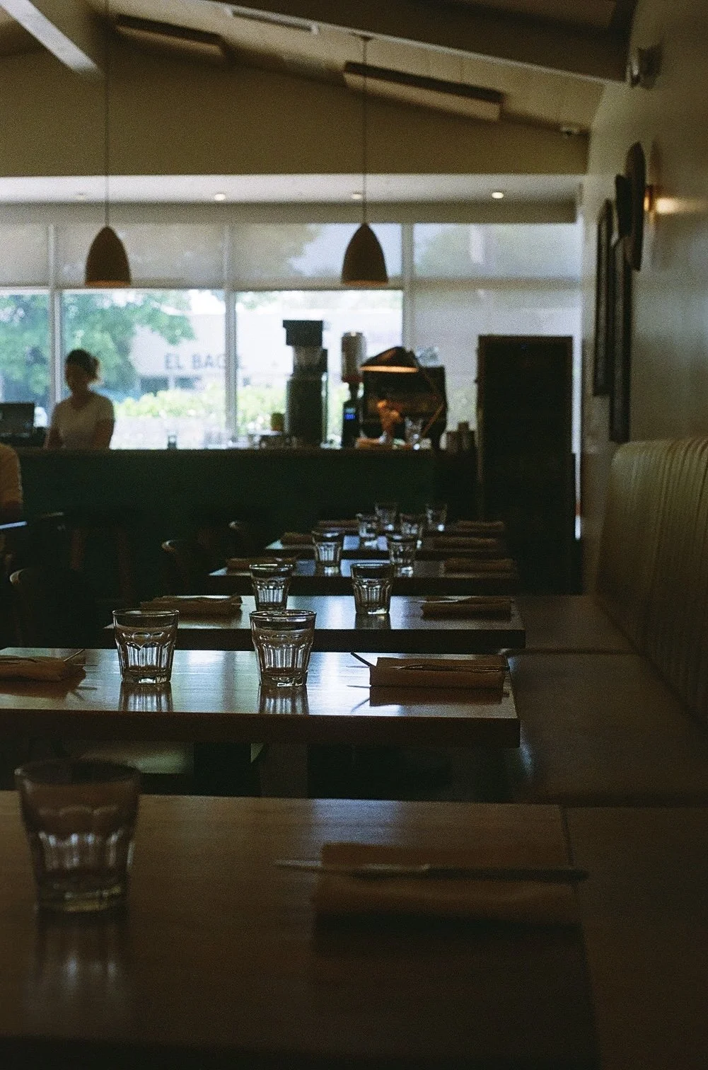 Table Setting Benches Pt 2; Luna Pasta e Dolci; 35mm Film; 2025
