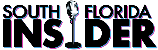 Logo for South Florida Insider featuring bold black and purple text with a microphone icon.