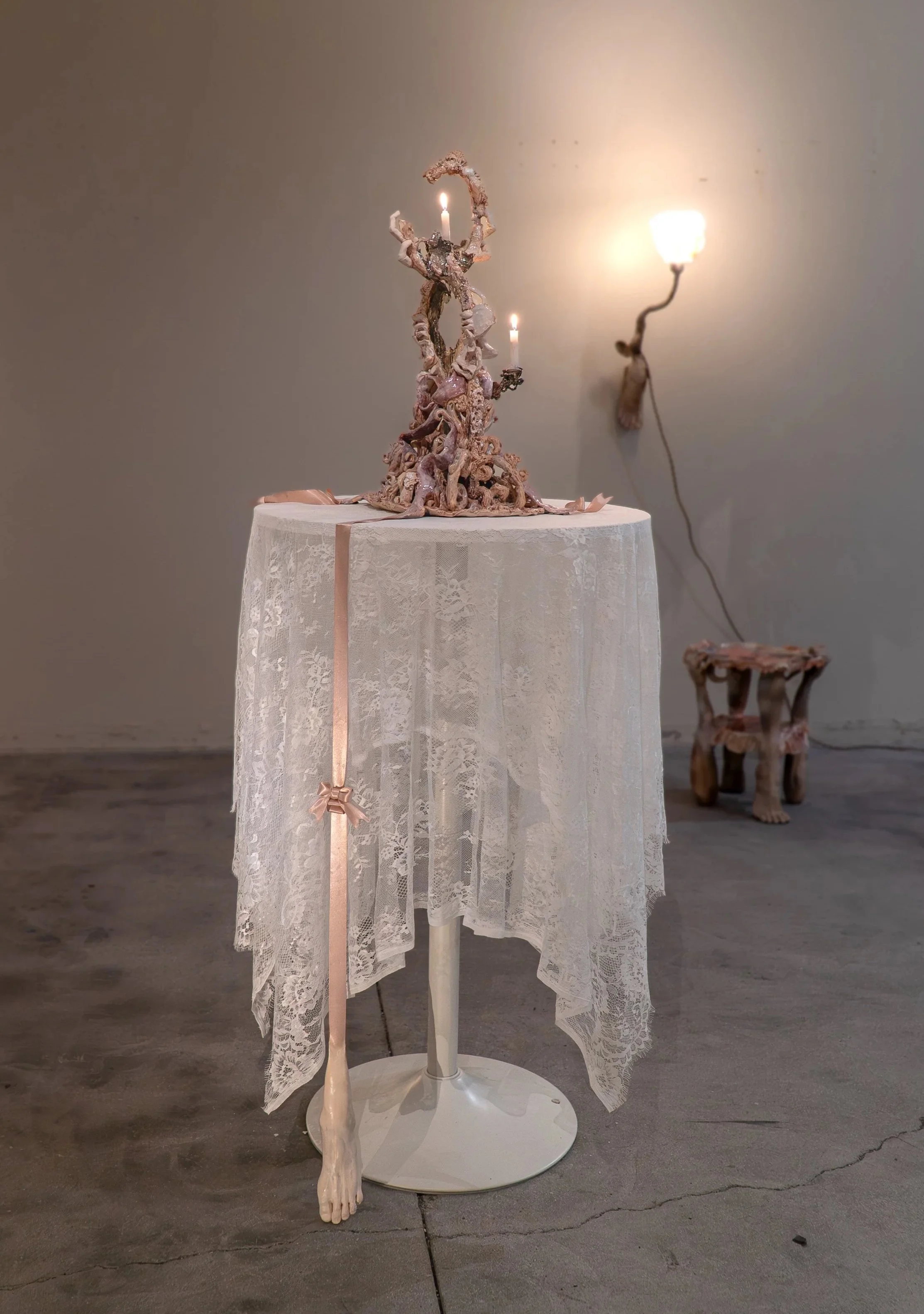 glazed ceramic, fabric, glass & mix-medium