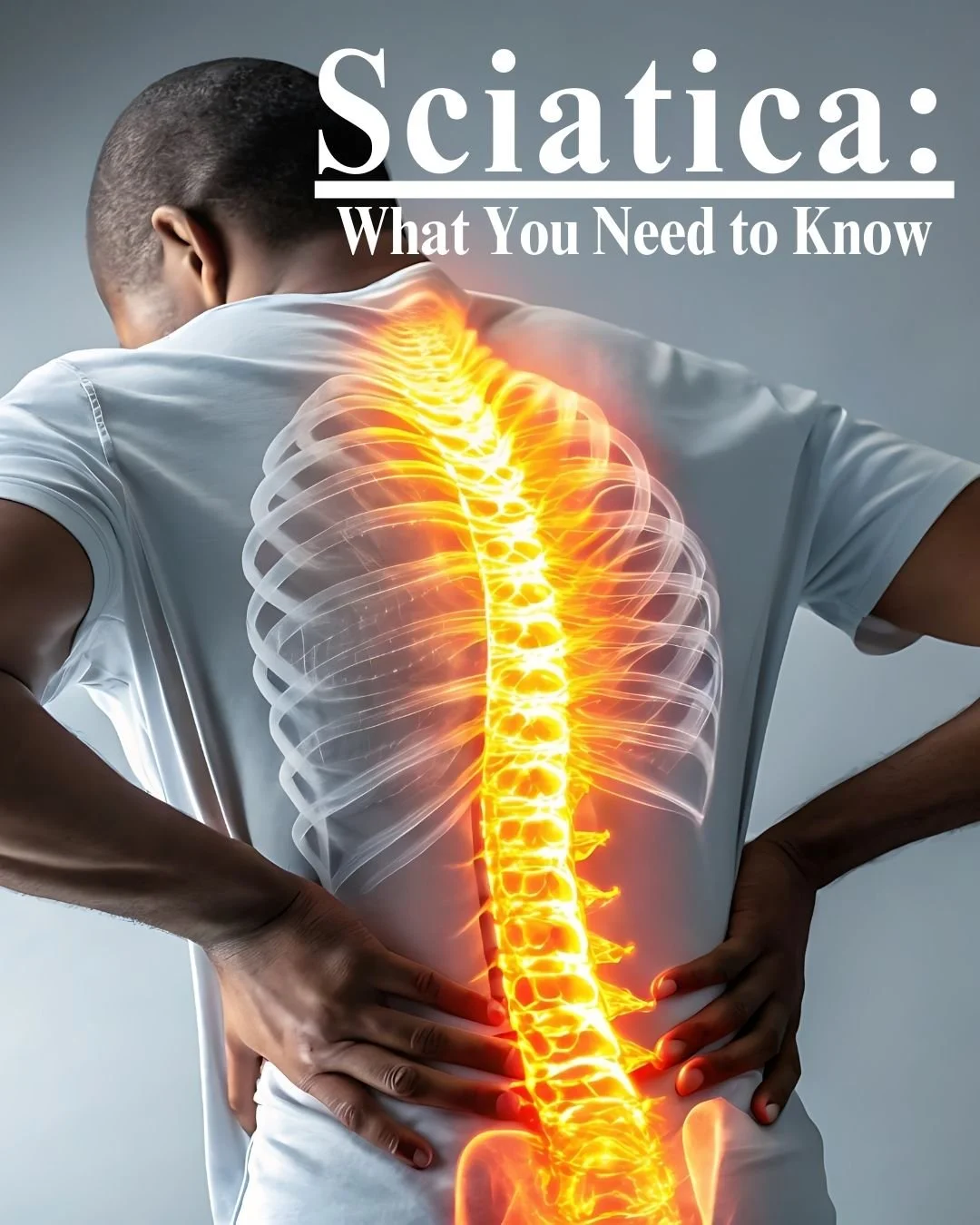 What is sciatica? What are the symptoms? 
Sharp, shooting pain that travels from the lower back down the leg. It may also cause tingling, numbness, or weakness.

Who it affects:
Sciatica is common in adults 30&ndash;60+, especially those with disc in