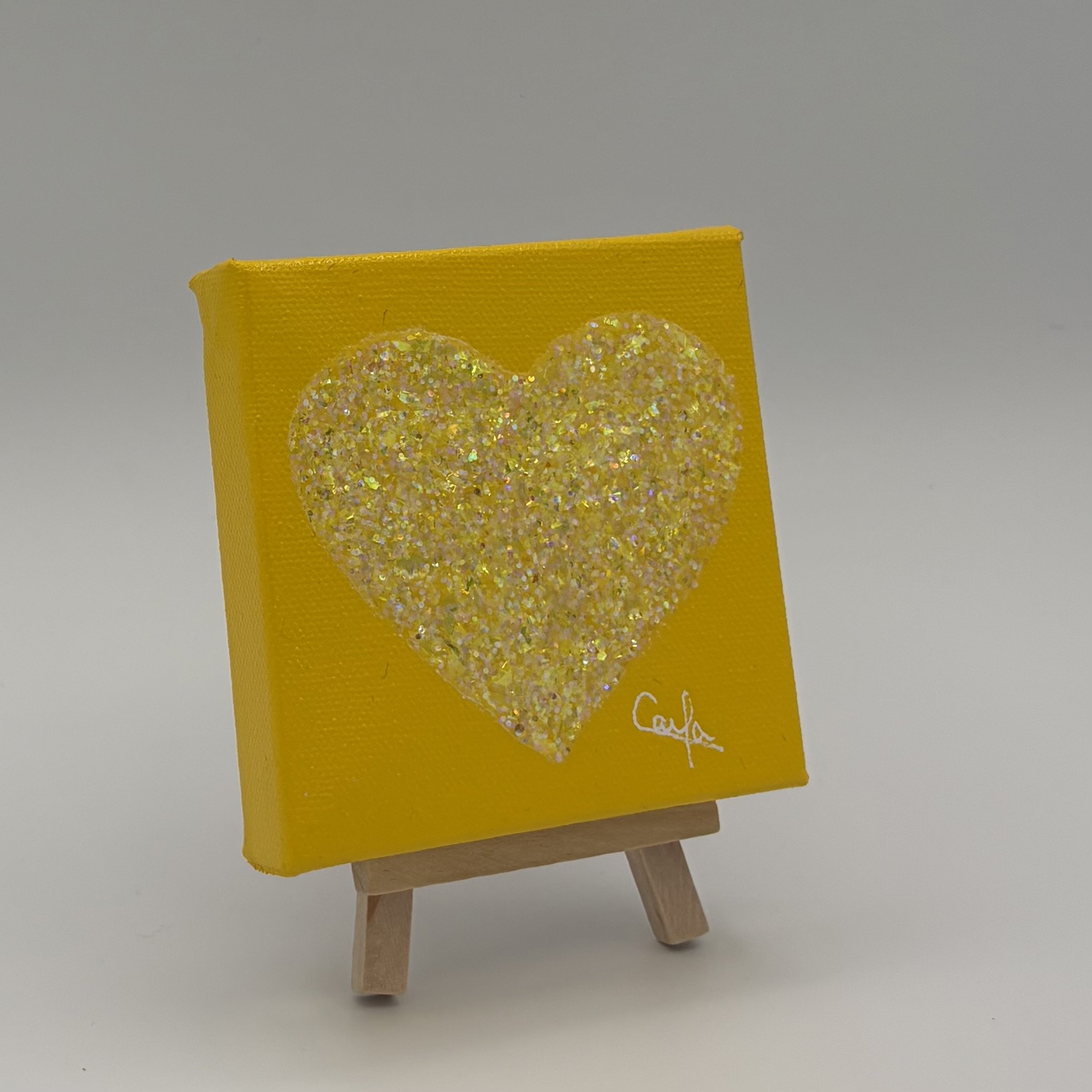 Heart #1134 Bright Yellow with Clear Holographic Glitter