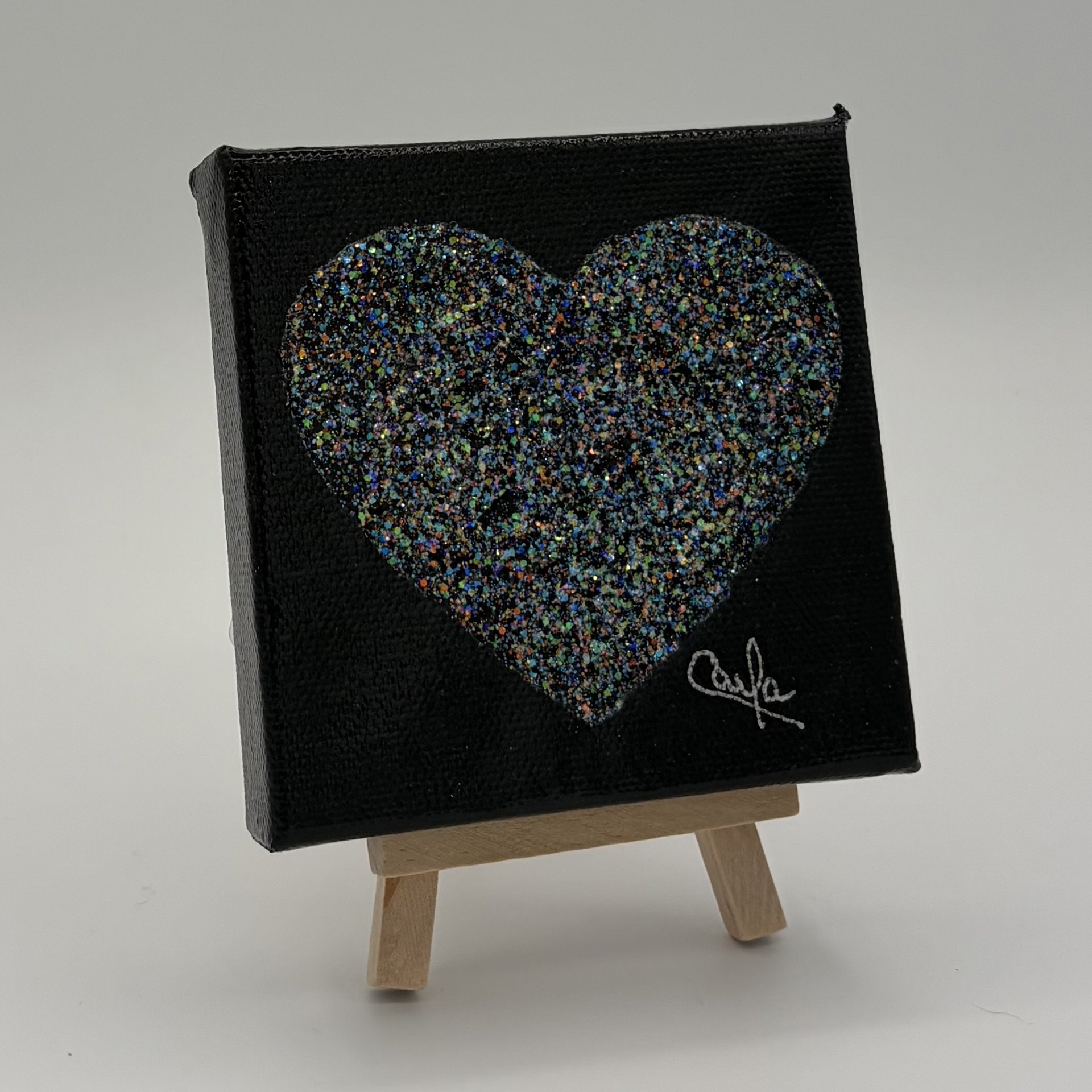 Heart #991 Black with Pearl Black Glitter