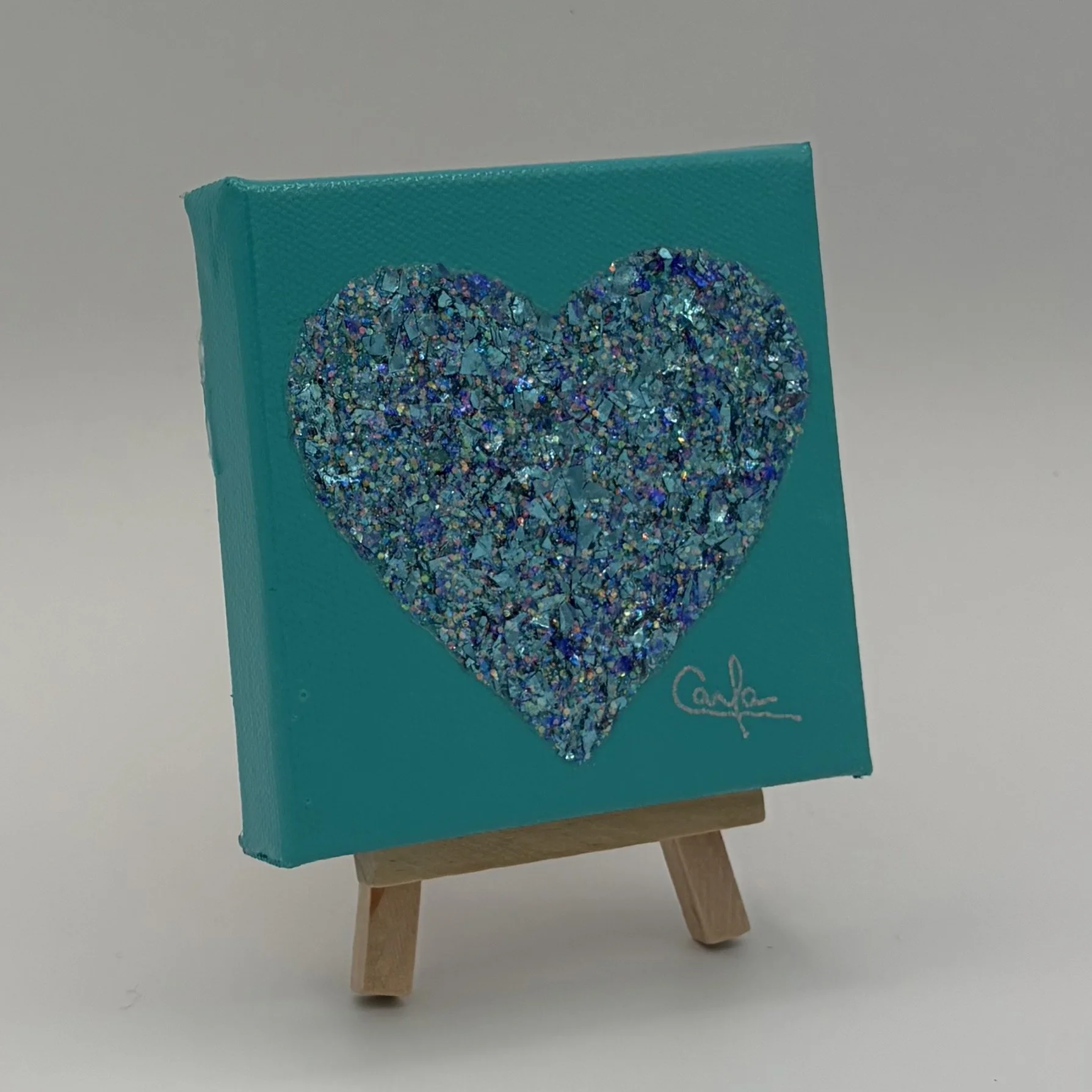 Heart #1127 Teal Blue with Tropical Glitter