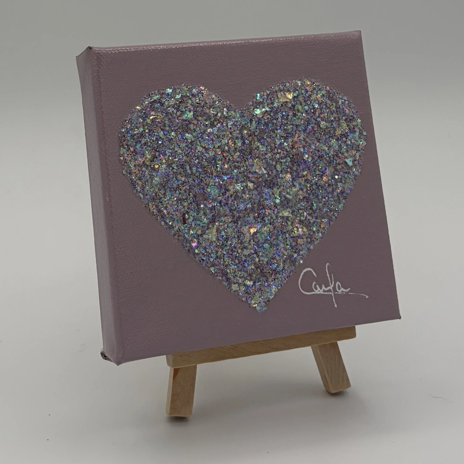 Heart #1169 Soft Mauve with Pastel Purple Glitter