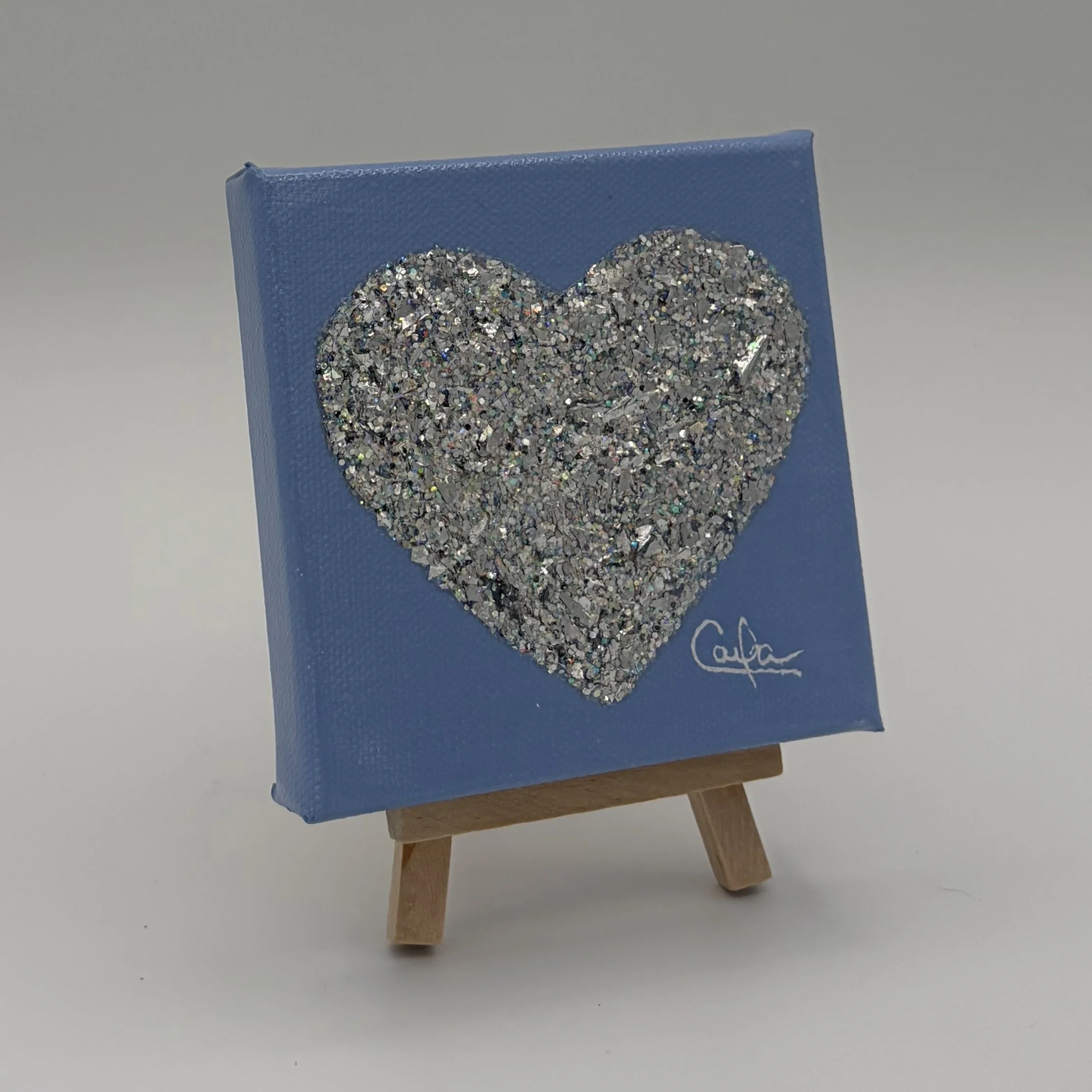 Heart #1167 Baby Blue with Silver Glitter