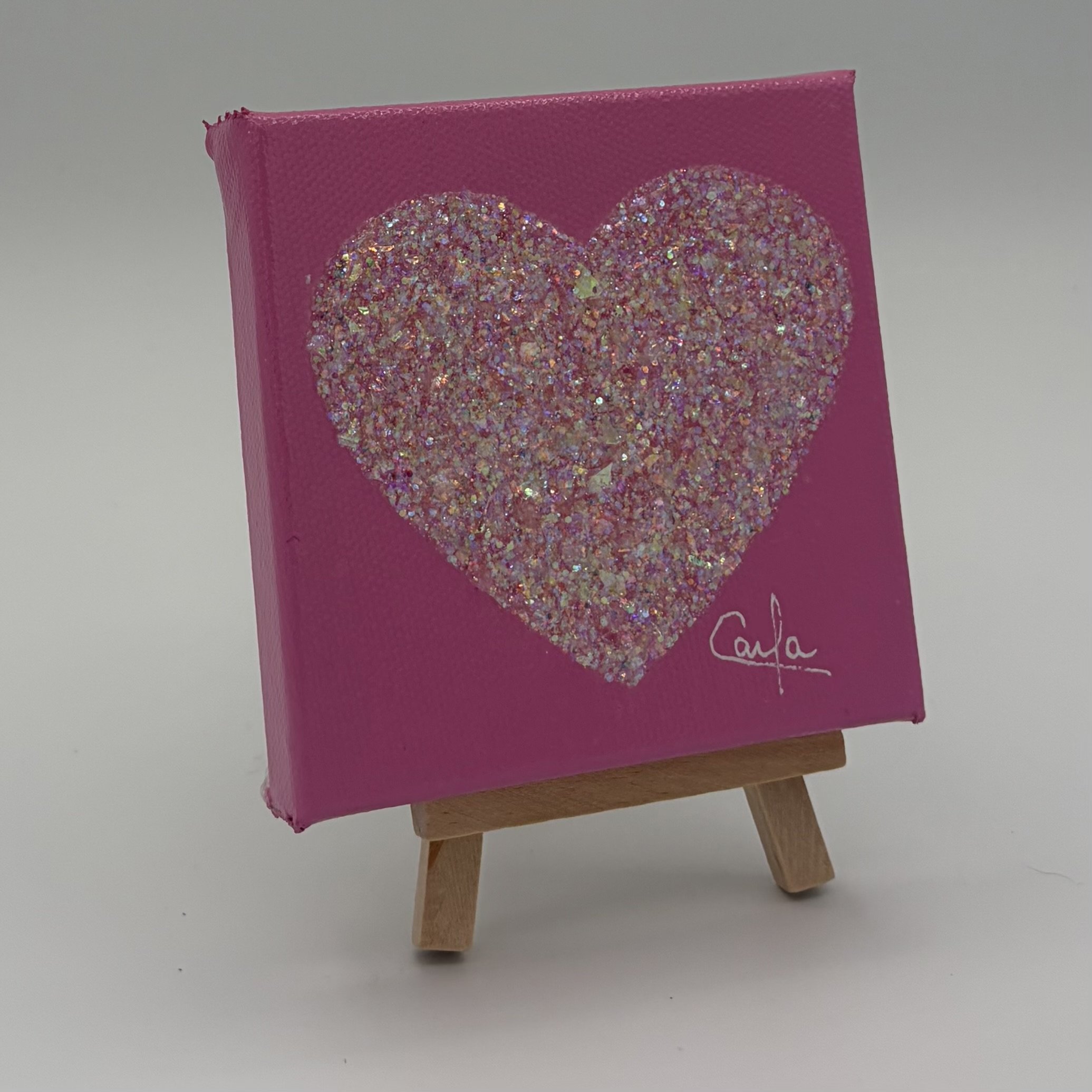 Heart #1164 Soft Pink with Clear Holographic Glitter