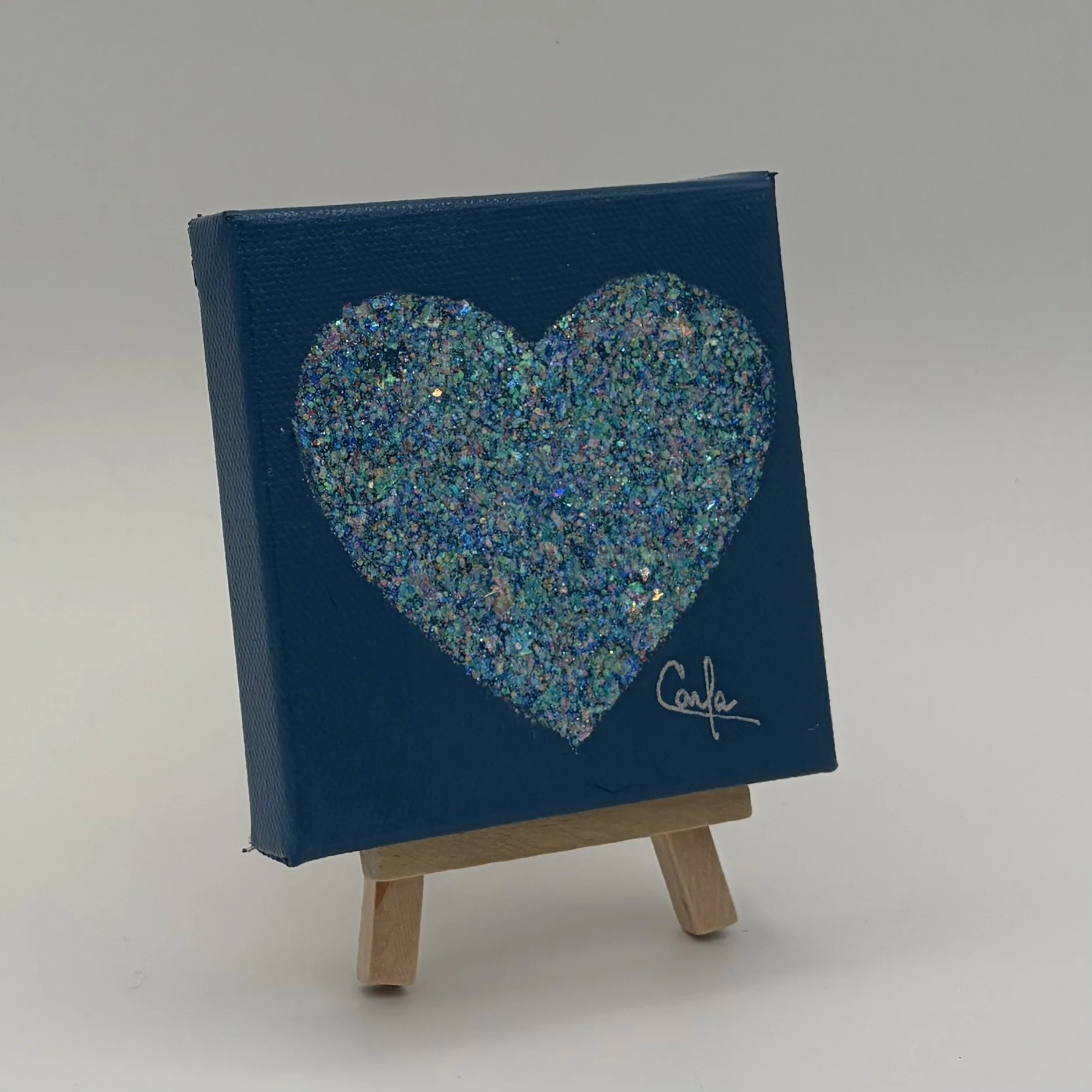 Heart #1136 Smoke Blue with Pastel Blue Glitter