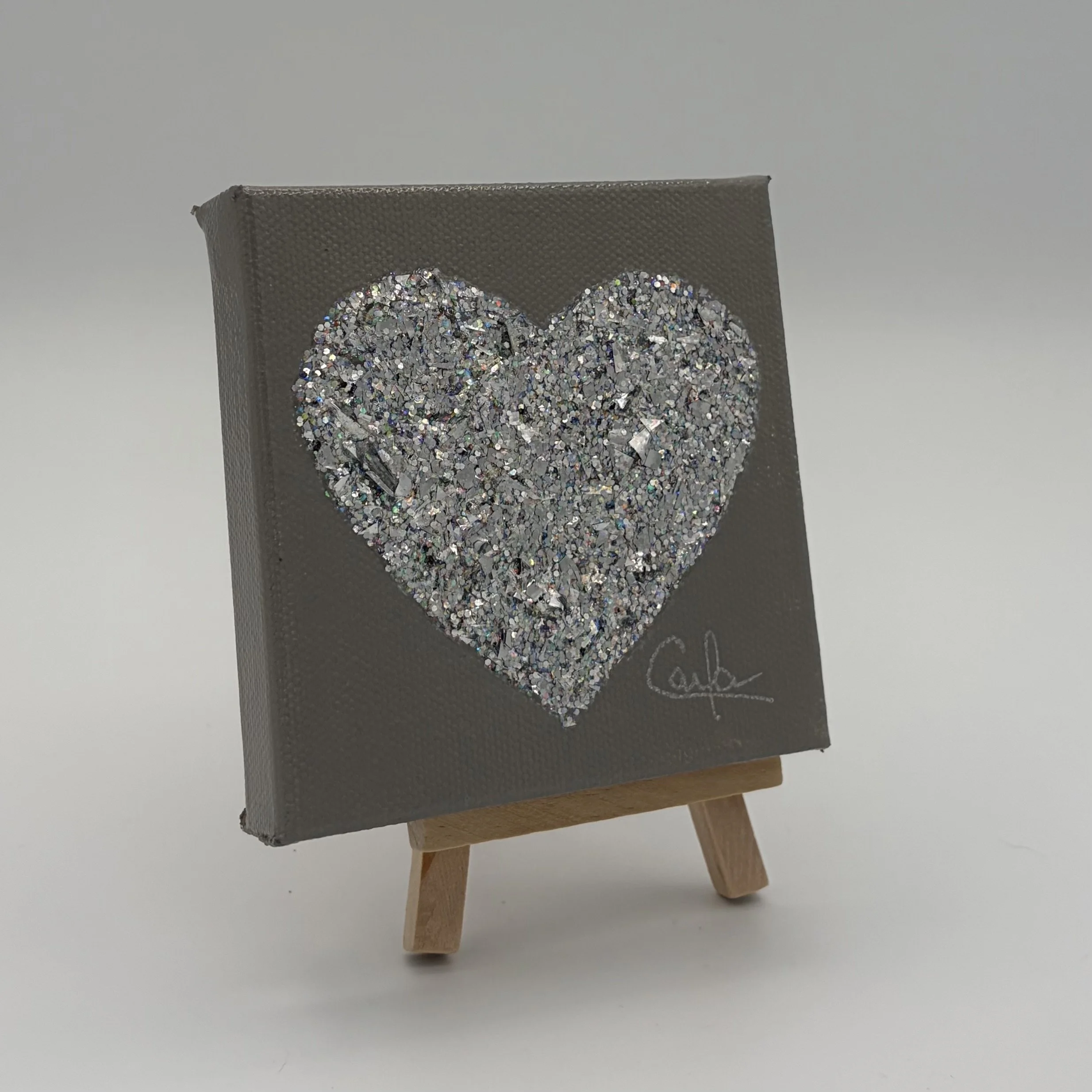 Heart #1152 Soft Gray with Silver Glitter