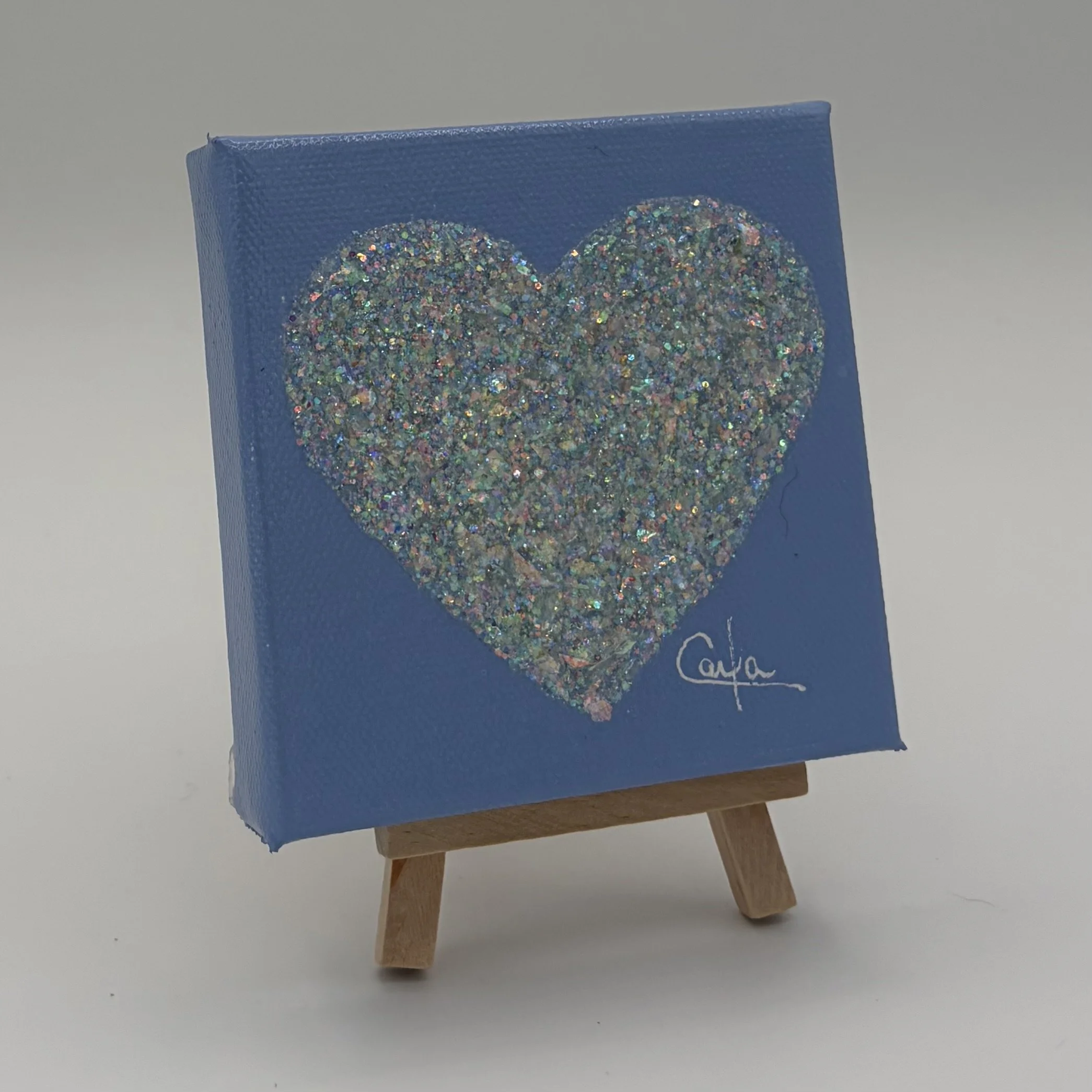 Heart #1166 Baby Blue with Clear Holographic Glitter