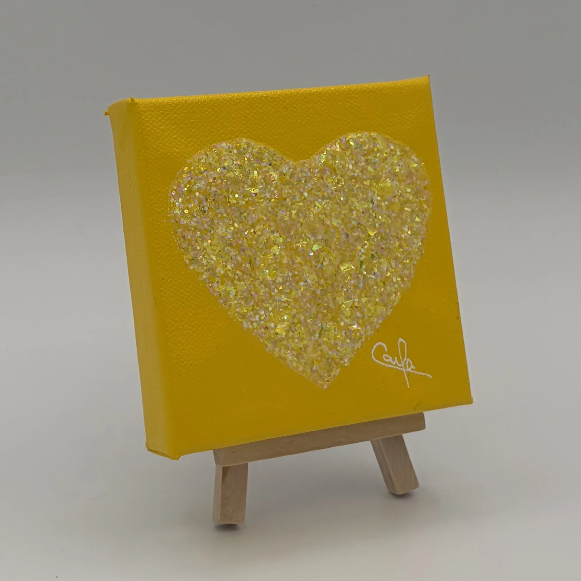 Heart #1131 Bright Yellow with Clear Holographic Glitter