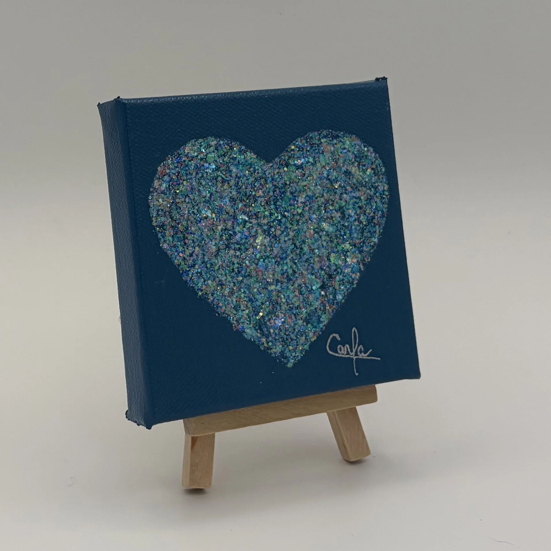 Heart #1135 Smoke Blue with Pastel Blue Glitter