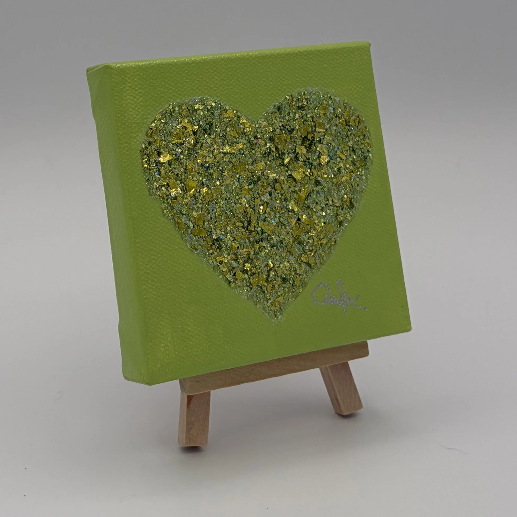 Heart #1028 Bright Lime Green with Lime Green Glitter