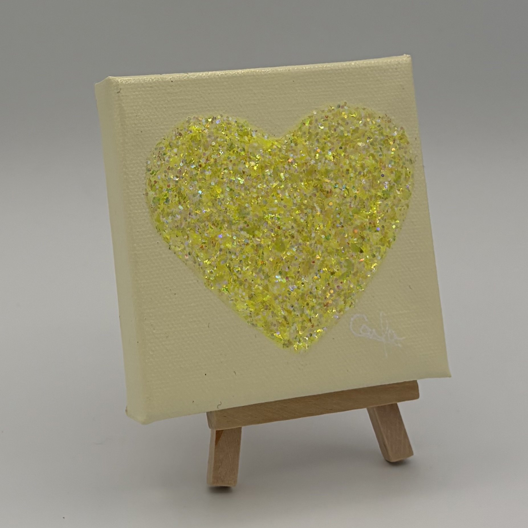 Heart #1137 Soft Yellow with Neon Yellow Glitter