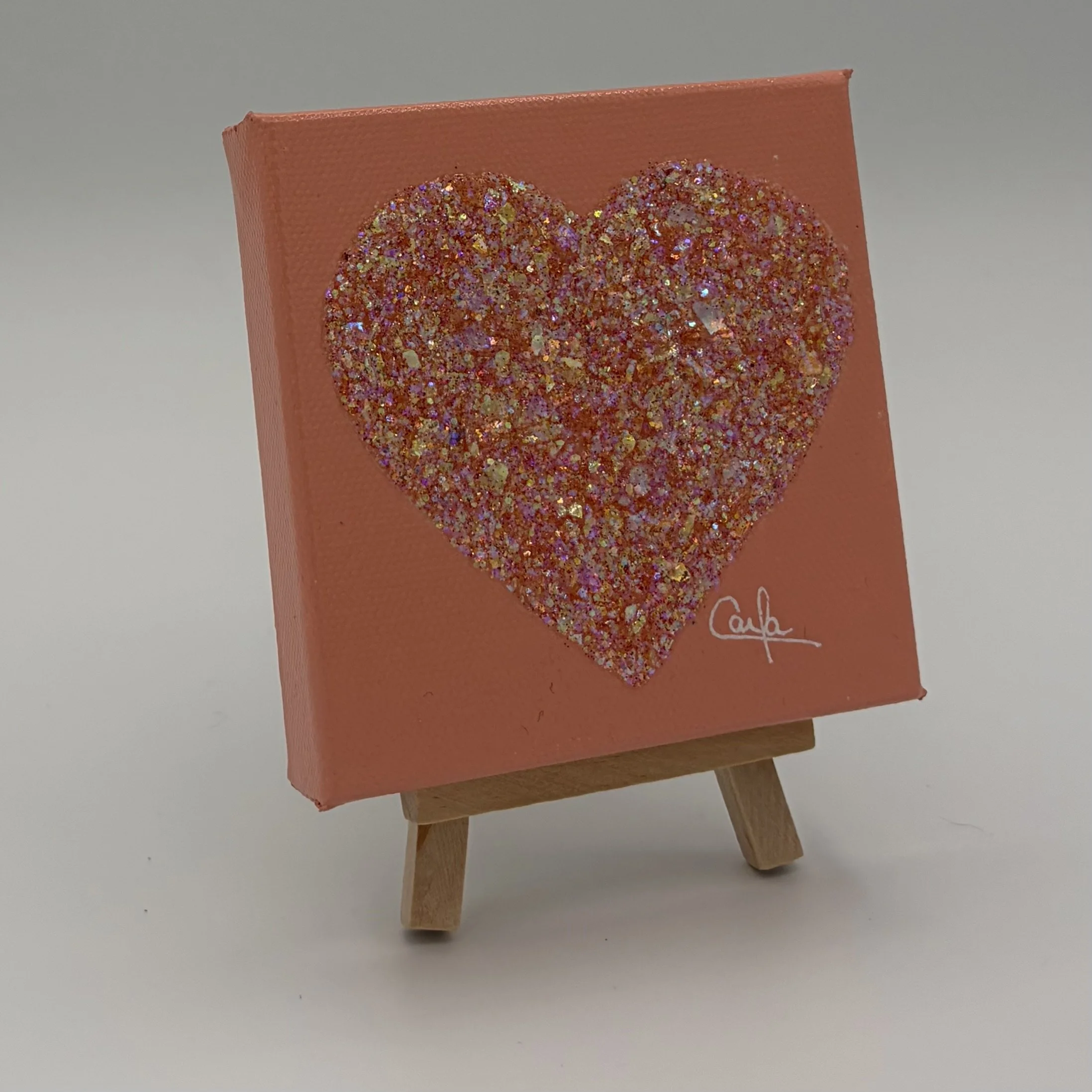 Heart #1159 Apricot with Apricot Glitter