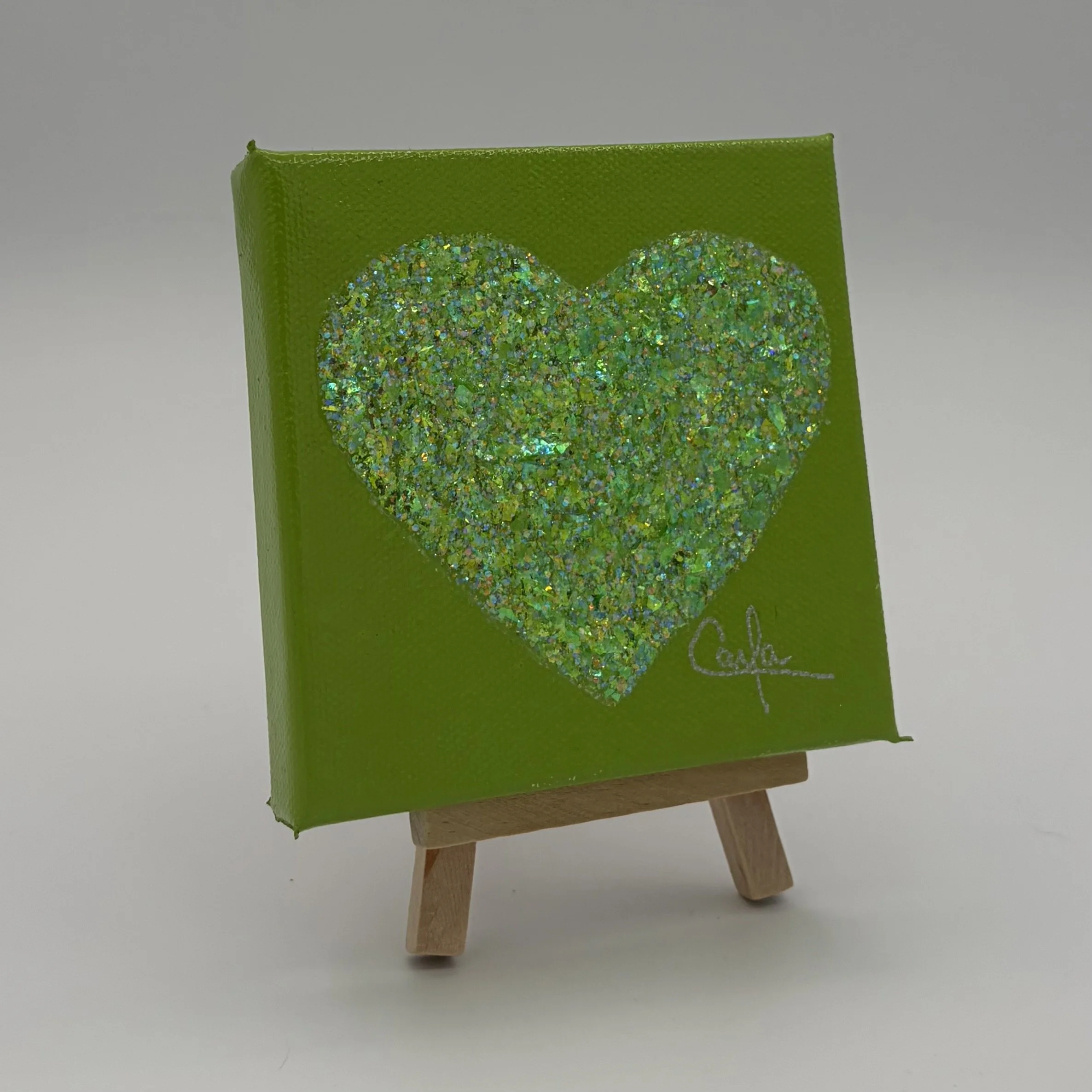 Heart #1149 Lime Green with Pastel Green Glitter