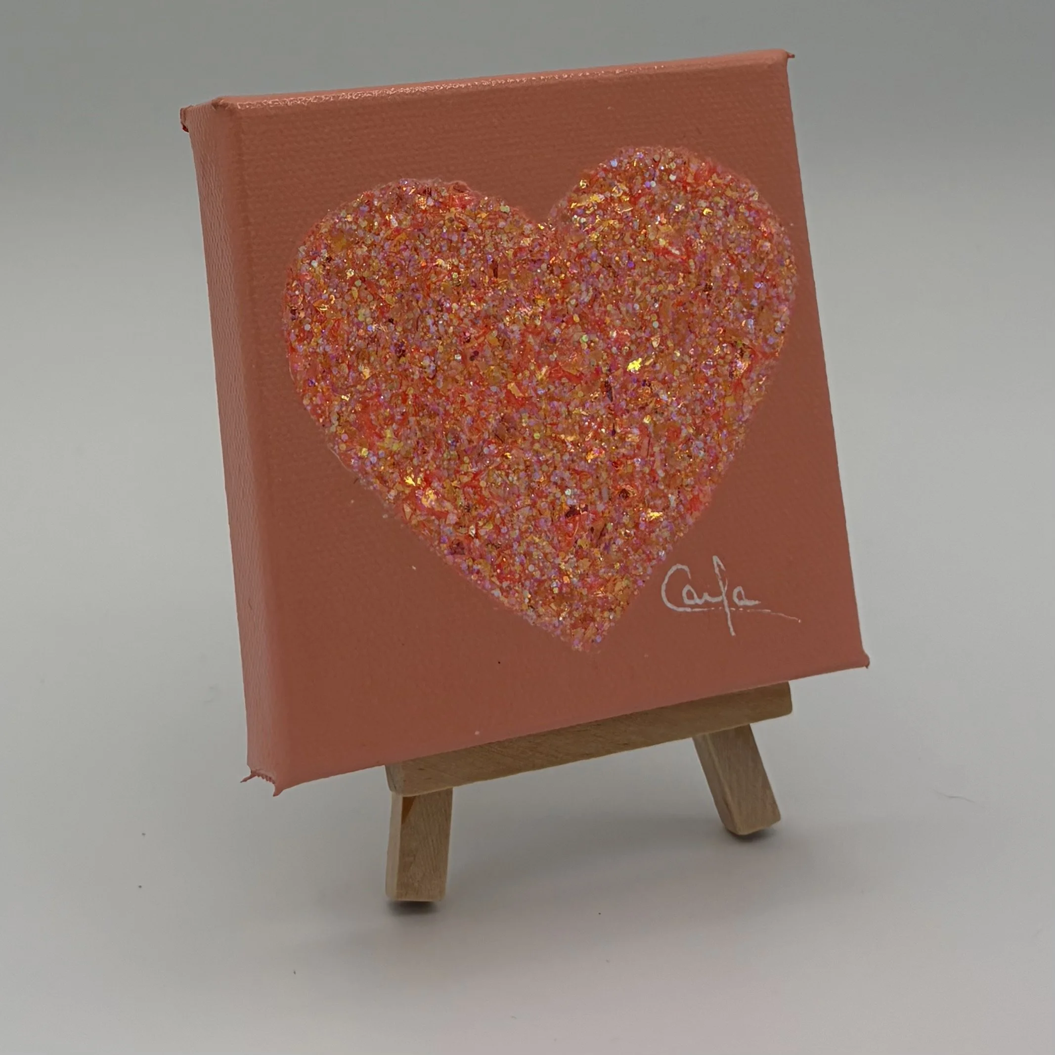 Heart #1160 Apricot with Tangerine Glitter