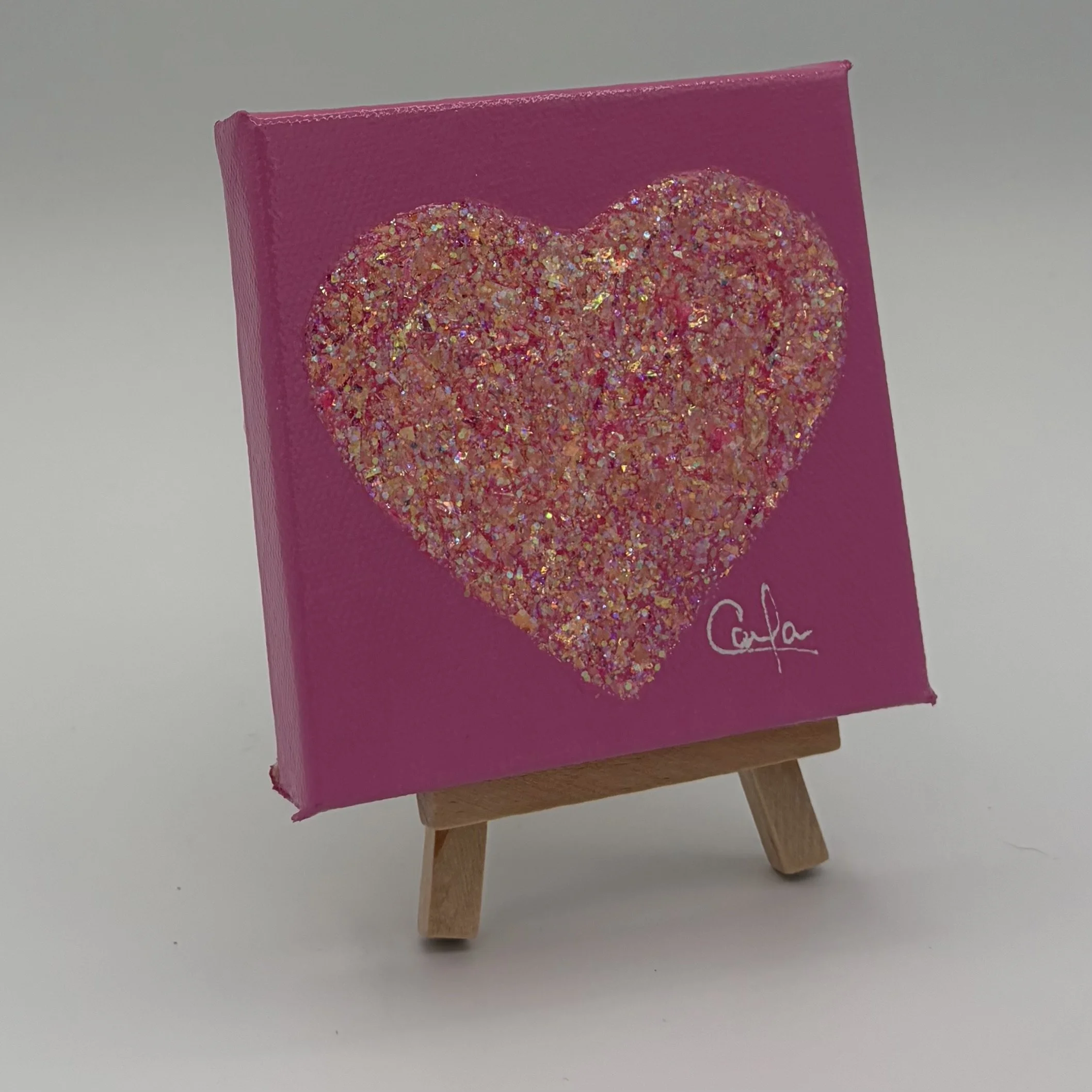 Heart #1163 Soft Pink with Neon Pink Glitter